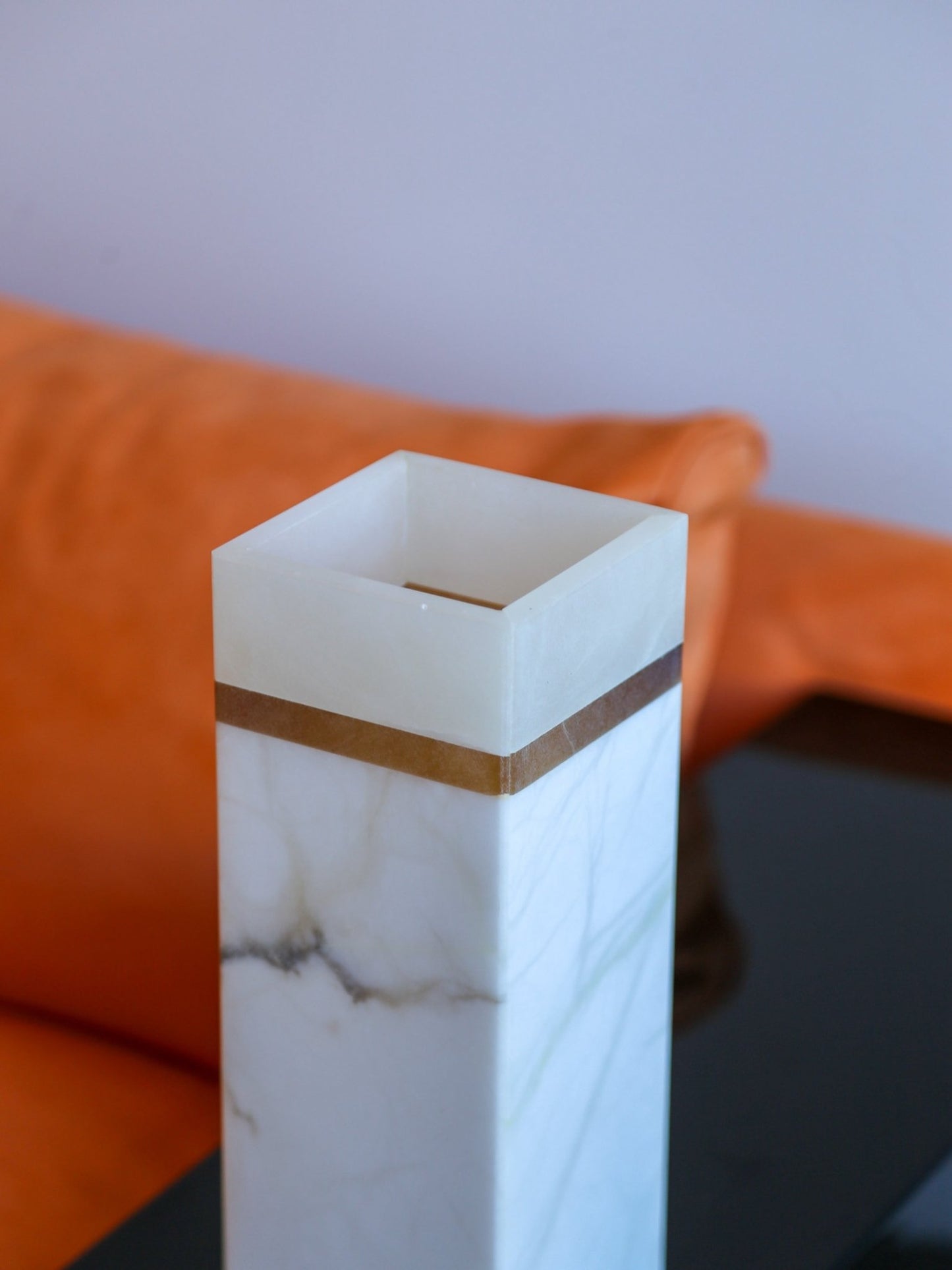 Italian Marble and Alabaster Square Vase, 1970s - Lumini Collections