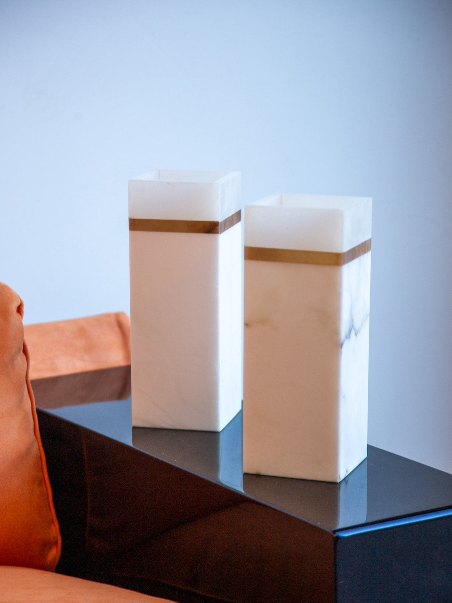 Italian Marble and Alabaster Square Vase, 1970s - Lumini Collections