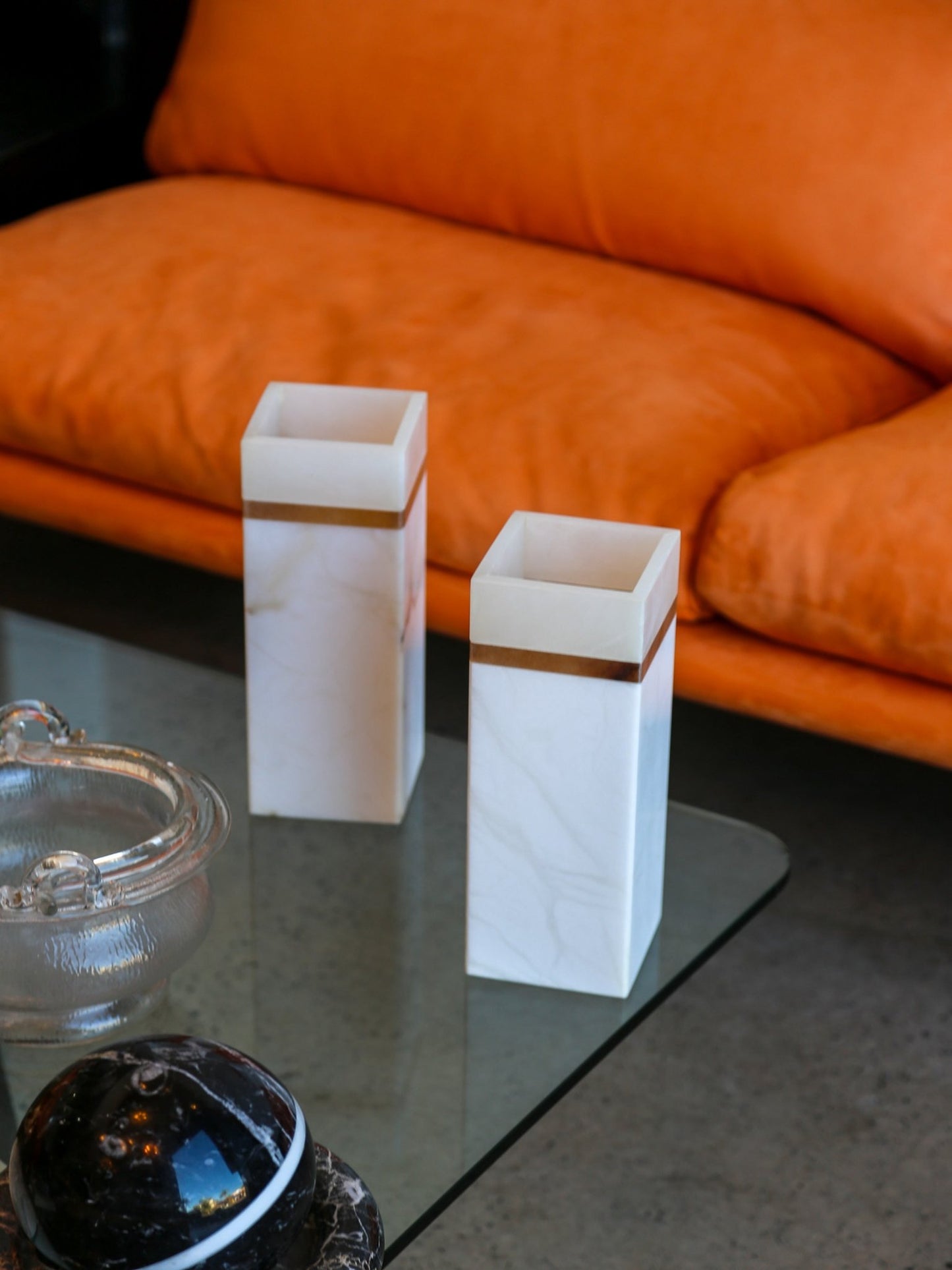 Italian Marble and Alabaster Square Vase, 1970s - Lumini Collections