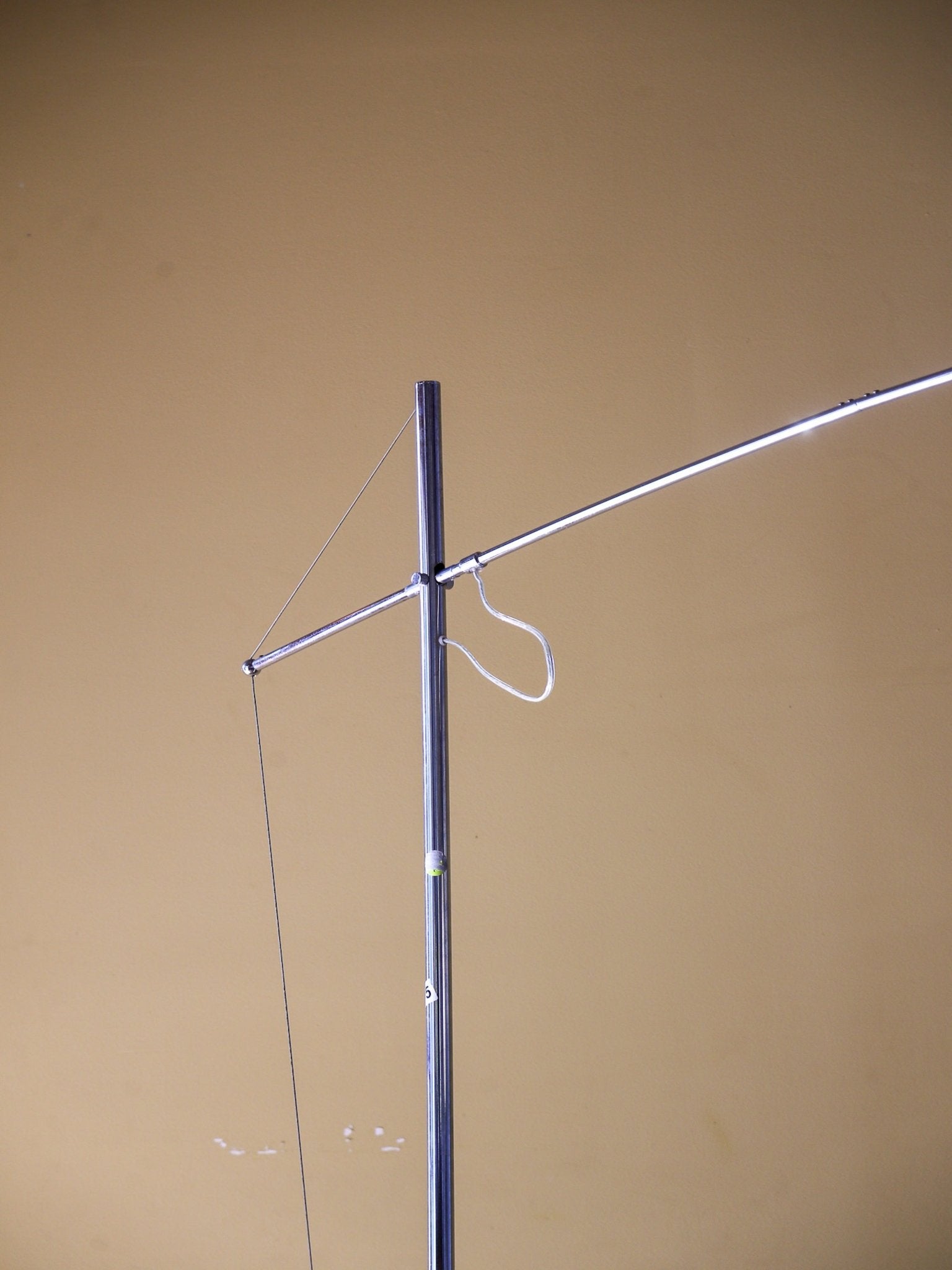 Italian Mid - Century Chrome Arc Floor Lamp with Suspended Shade - Lumini Collections