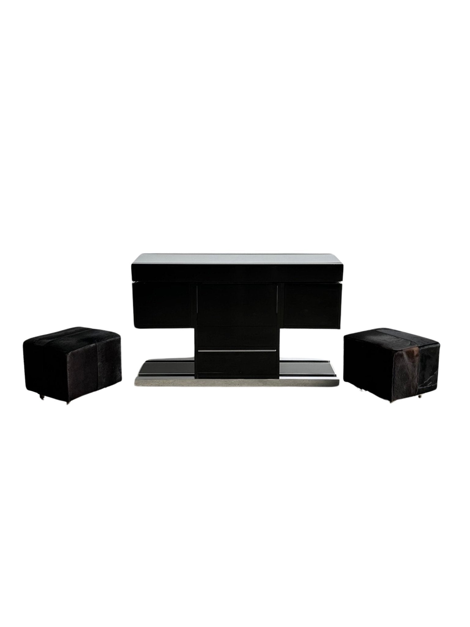 Italian Mid Century Modern Dry Bar Console by Willy Rizzo in Chrome and Lacquered Timber - Lumini Collections