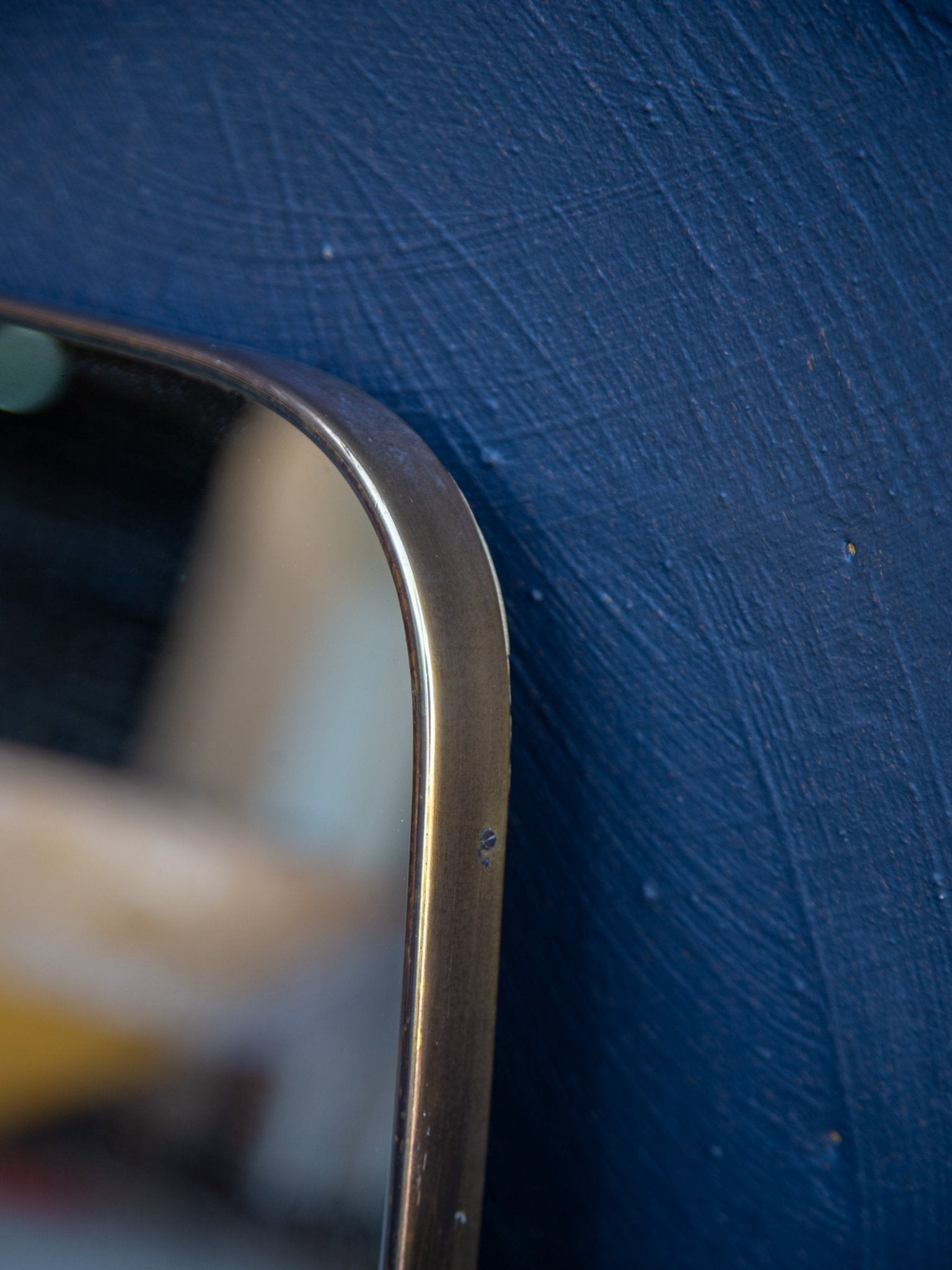 Italian Mid - Century Modern Wall Mirror with Brass Frame, 1970s - Lumini Collections