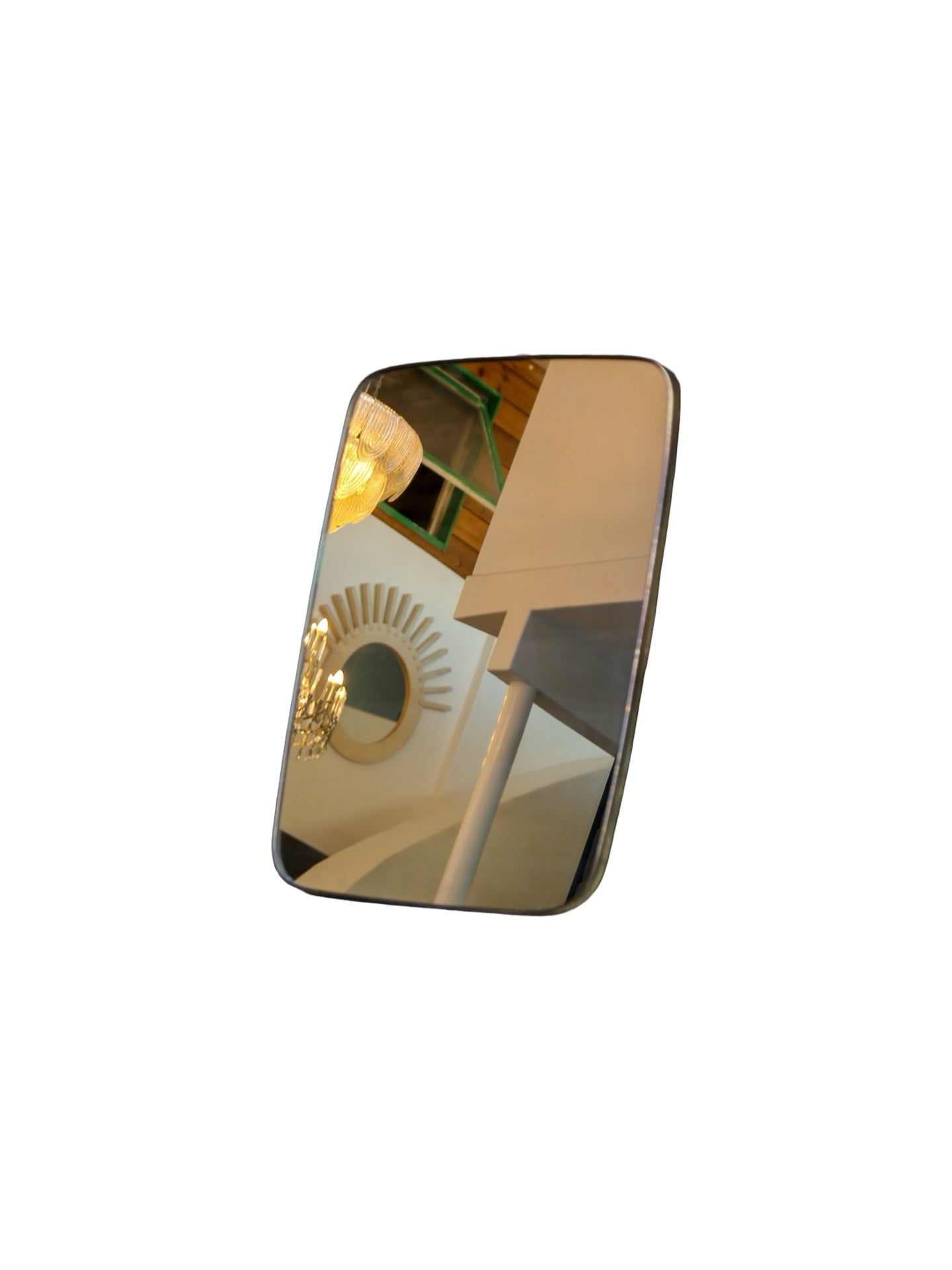 Italian Mid - Century Modern Wall Mirror with Brass Frame, 1970s - Lumini Collections