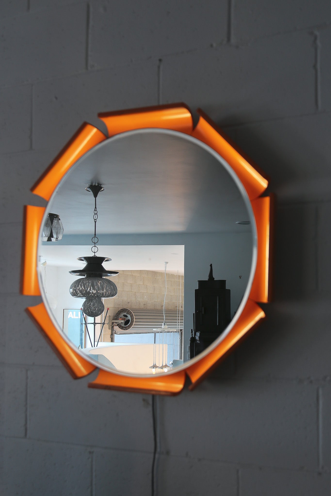 Italian Space Age illuminated wall mirror by ISA Bergamo, 1970s - Lumini Collections