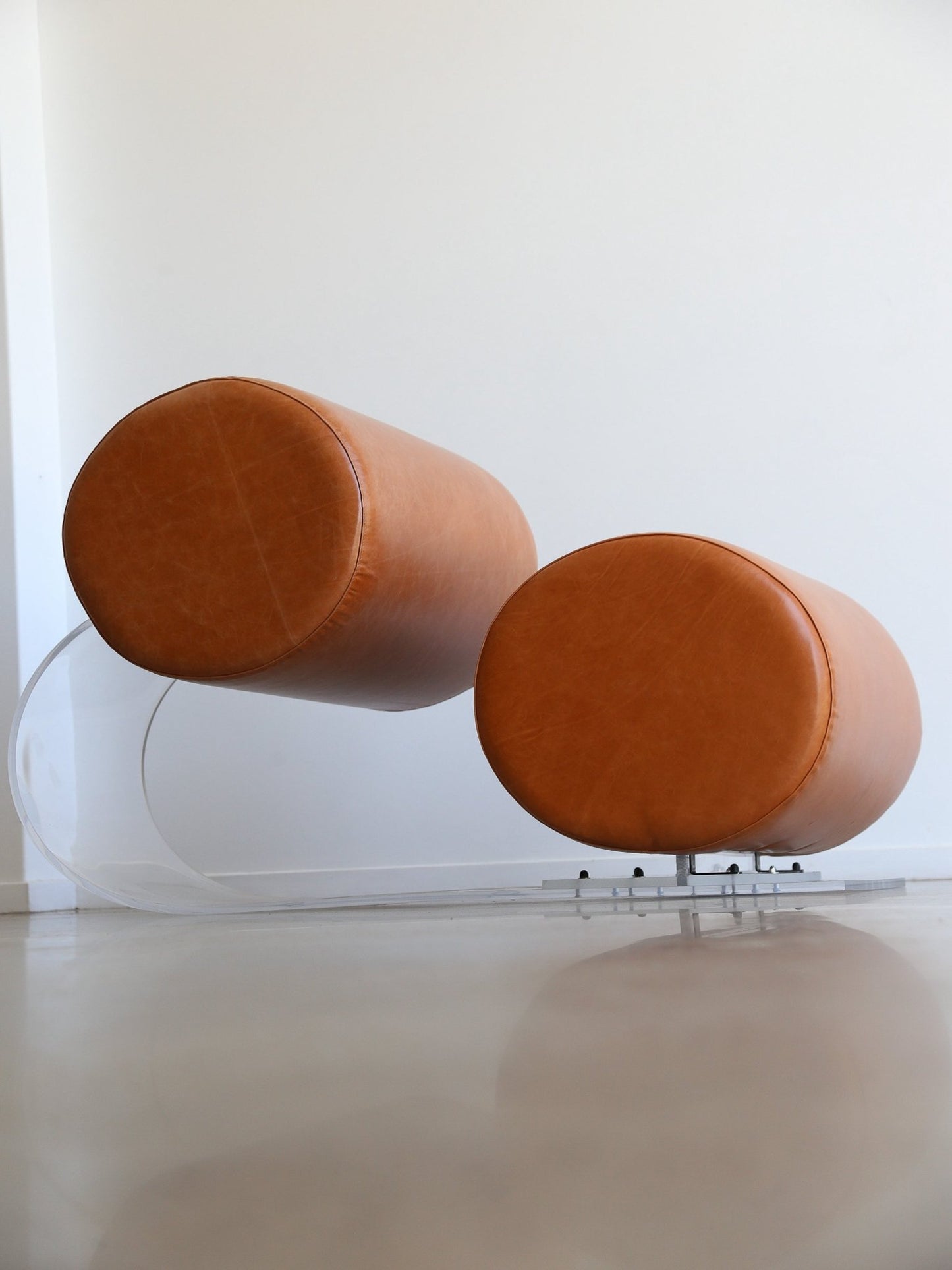 Italian Space Age Lucite and Leather Lounge Chair by Marzio Cecchi, 1970s - Lumini Collections