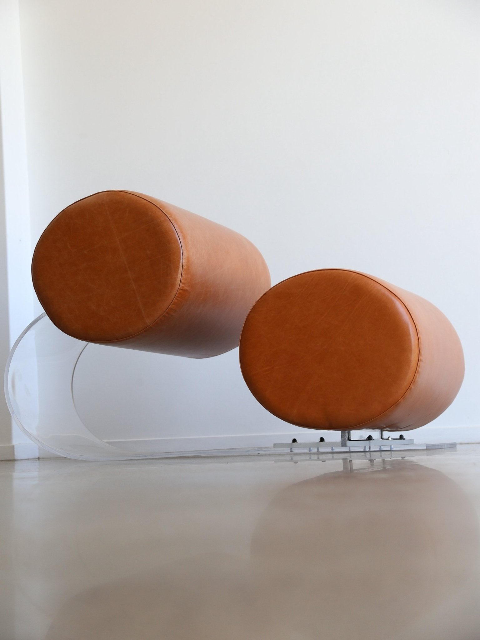 Italian Space Age Lucite and Leather Lounge Chair by Marzio Cecchi, 1970s - Lumini Collections
