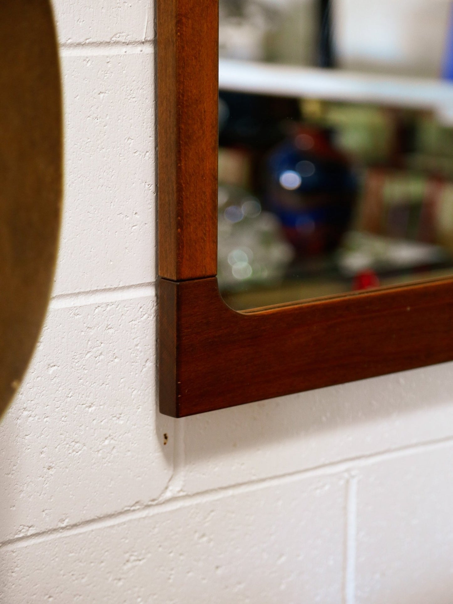 Italian Teak Mirror, 1960s – Mid - Century Rectangular Wall Mirror with Rounded Corners - Lumini Collections