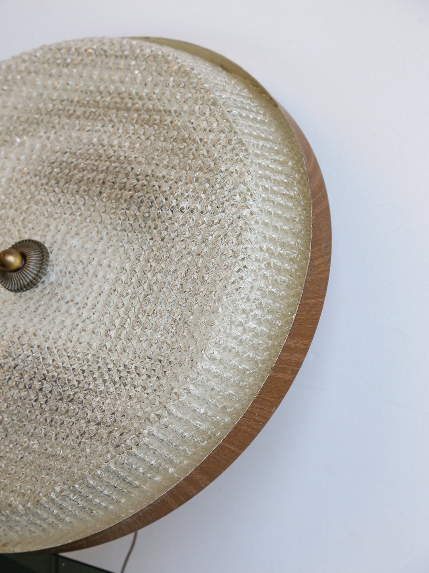 Italian Textured Glass and Brass Ceiling Light - Lumini Collections