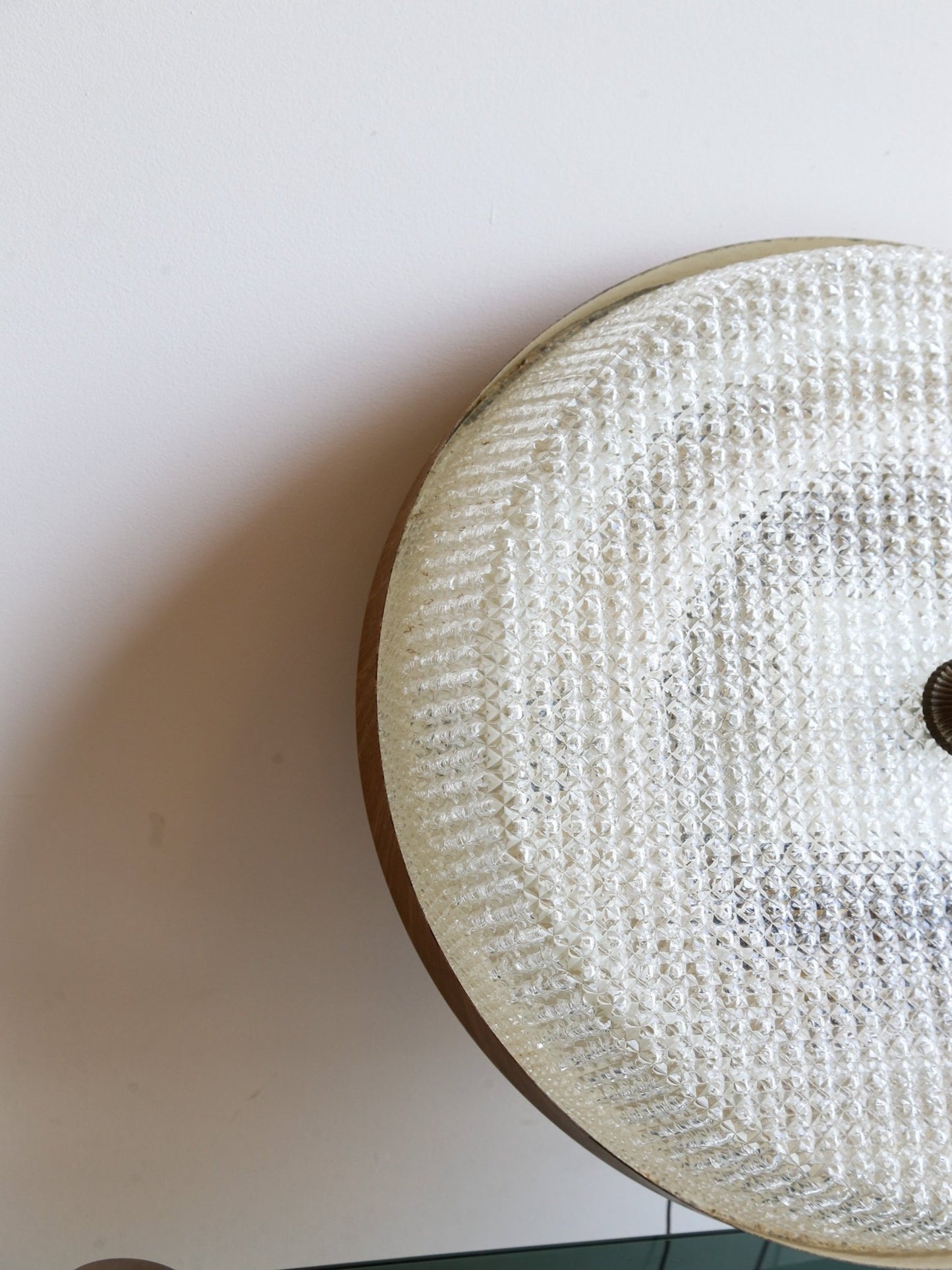 Italian Textured Glass and Brass Ceiling Light - Lumini Collections