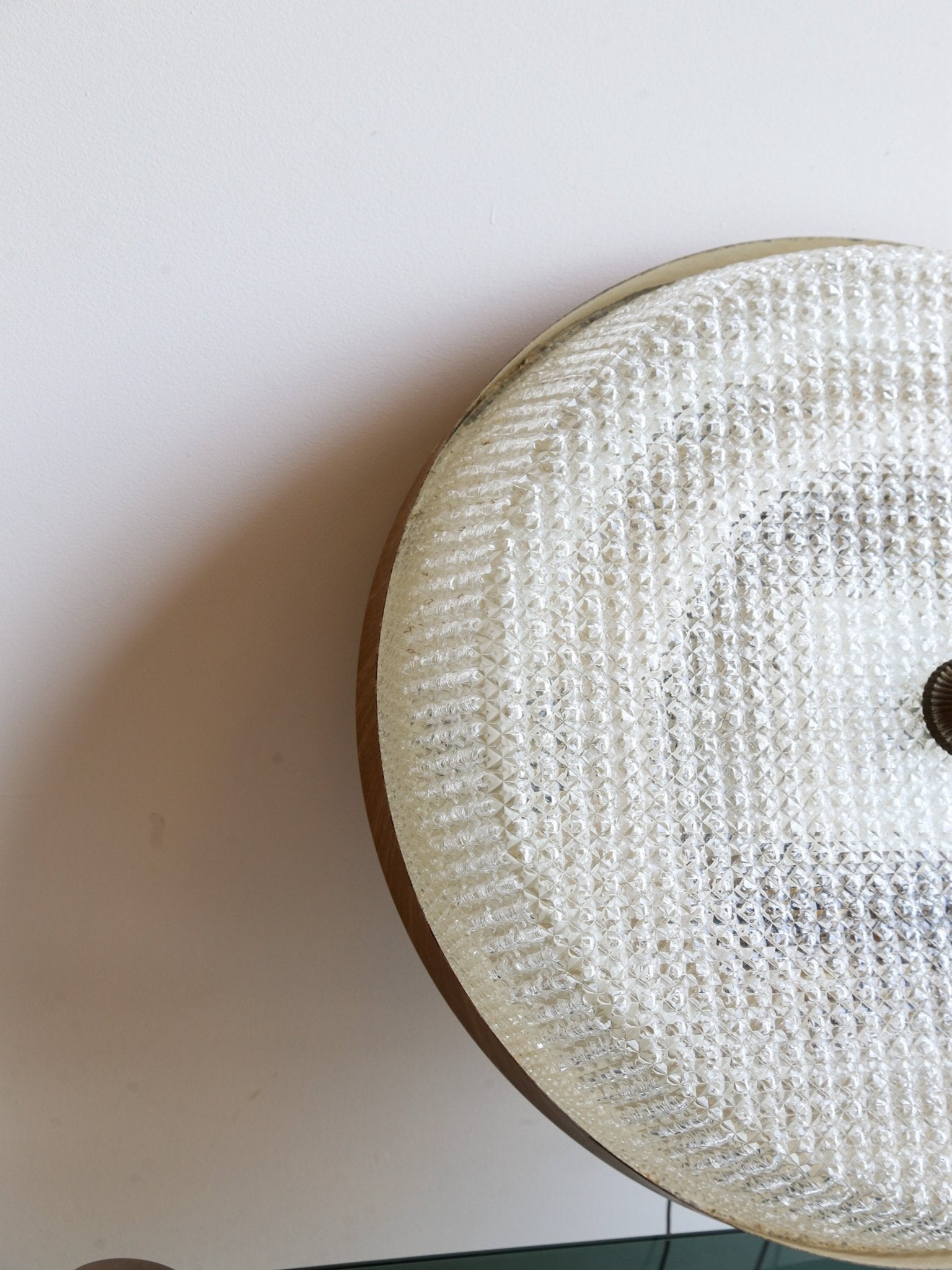 Italian Textured Glass and Brass Ceiling Light - Lumini Collections