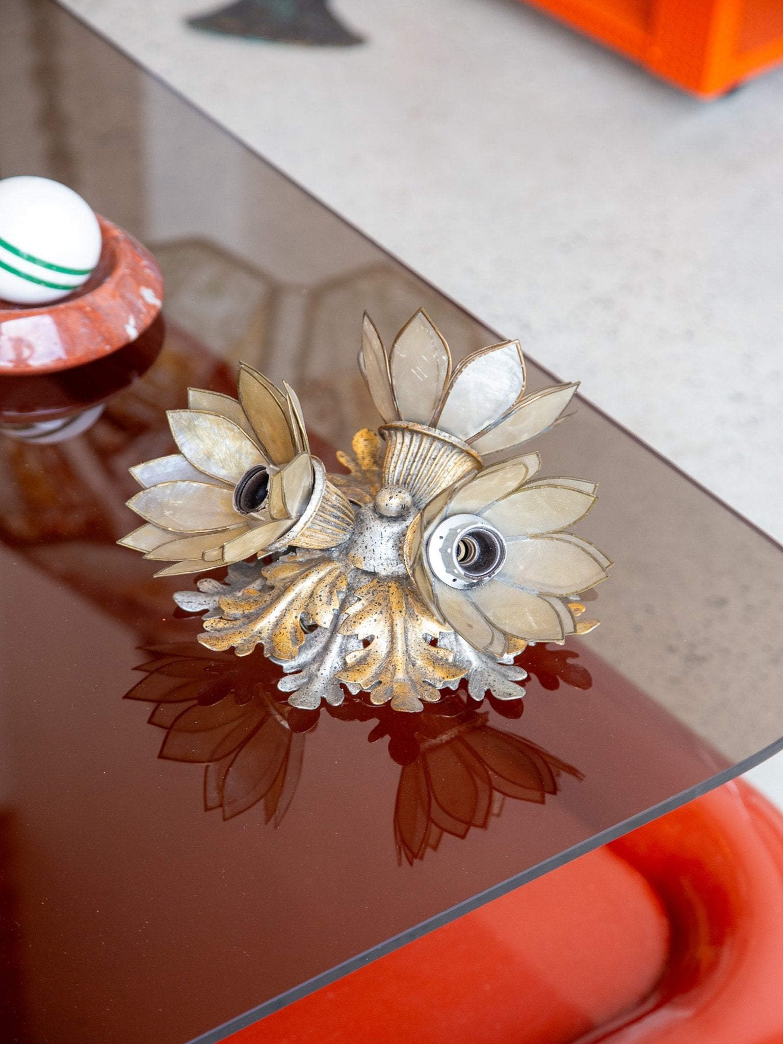 Italian Vintage Floral Sconces in Gilt Iron by Banci Firenze, 1970s - Lumini Collections