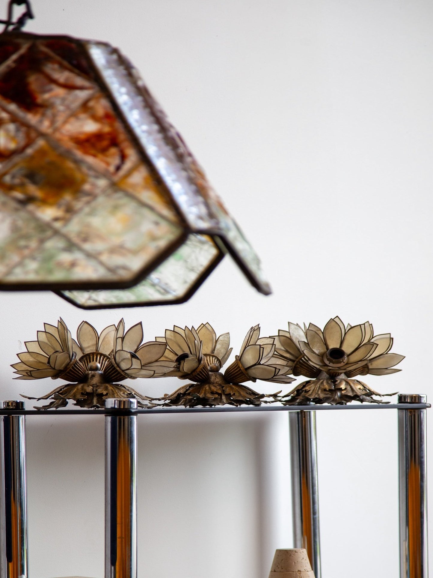 Italian Vintage Floral Sconces in Gilt Iron by Banci Firenze, 1970s - Lumini Collections