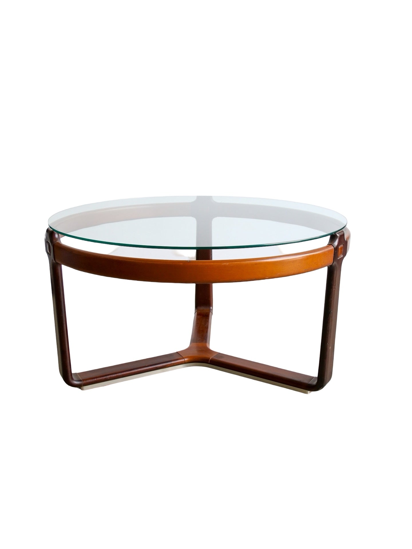 Italian vintage round glass dining table by Ceccotti, 1970s - Lumini Collections