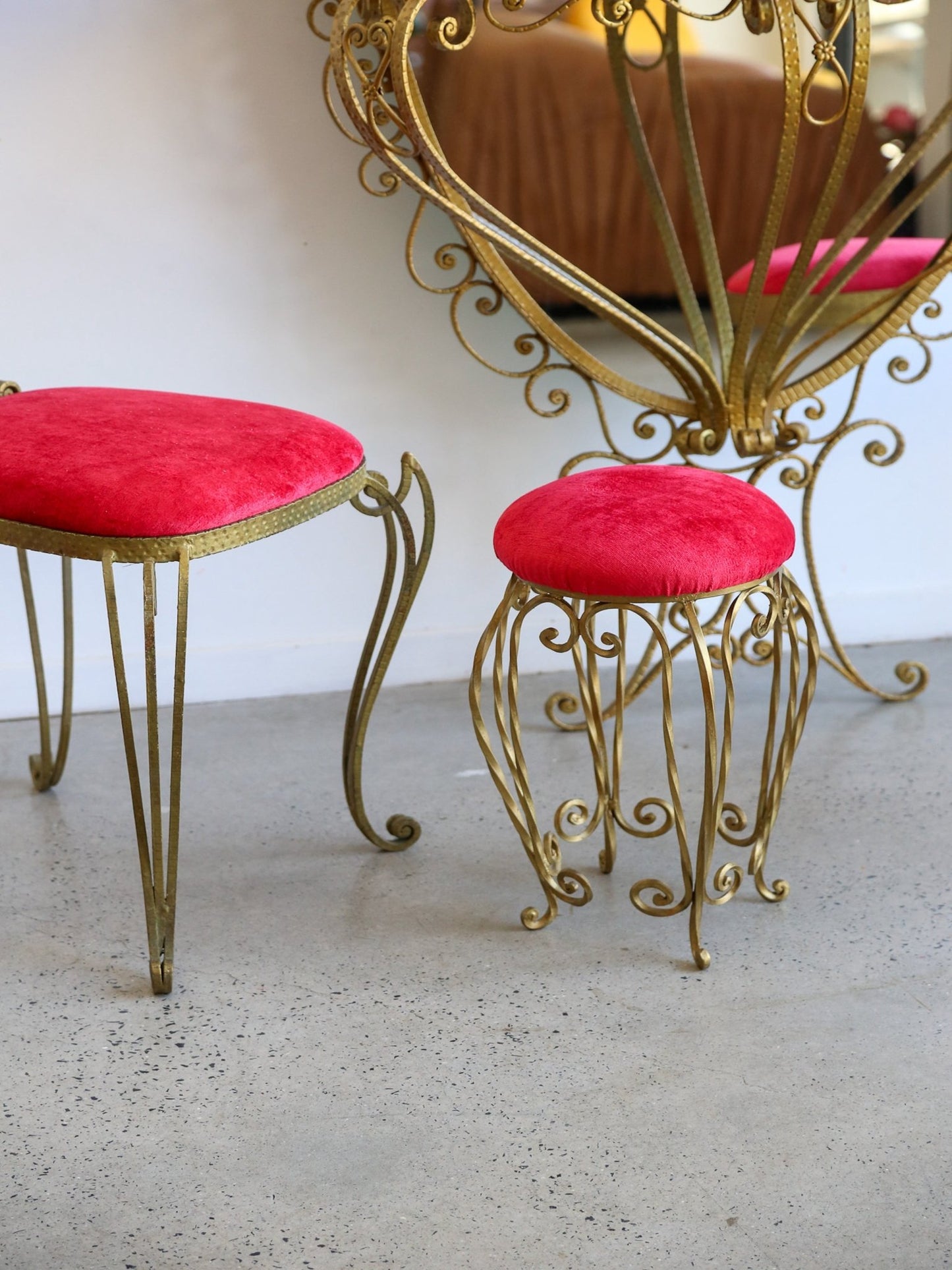 Italian Wrought Iron Console, Mirror and Chairs by Pierluigi Colli - Lumini Collections