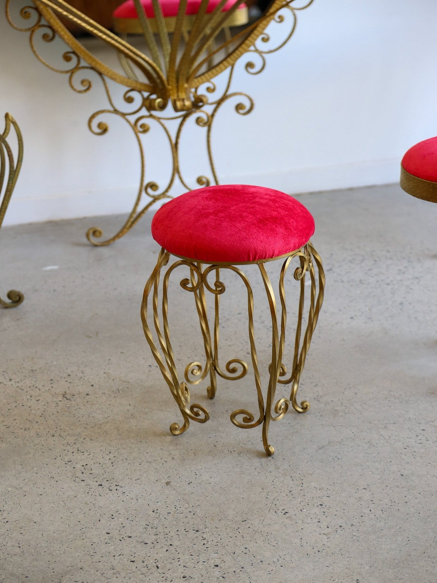 Italian Wrought Iron Console, Mirror and Chairs by Pierluigi Colli - Lumini Collections
