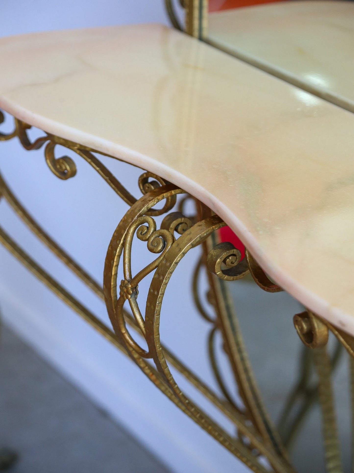 Italian Wrought Iron Console, Mirror and Chairs by Pierluigi Colli - Lumini Collections