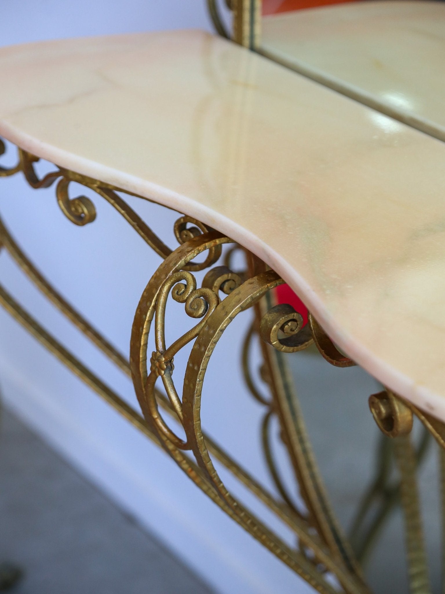 Italian Wrought Iron Console, Mirror and Chairs by Pierluigi Colli - Lumini Collections