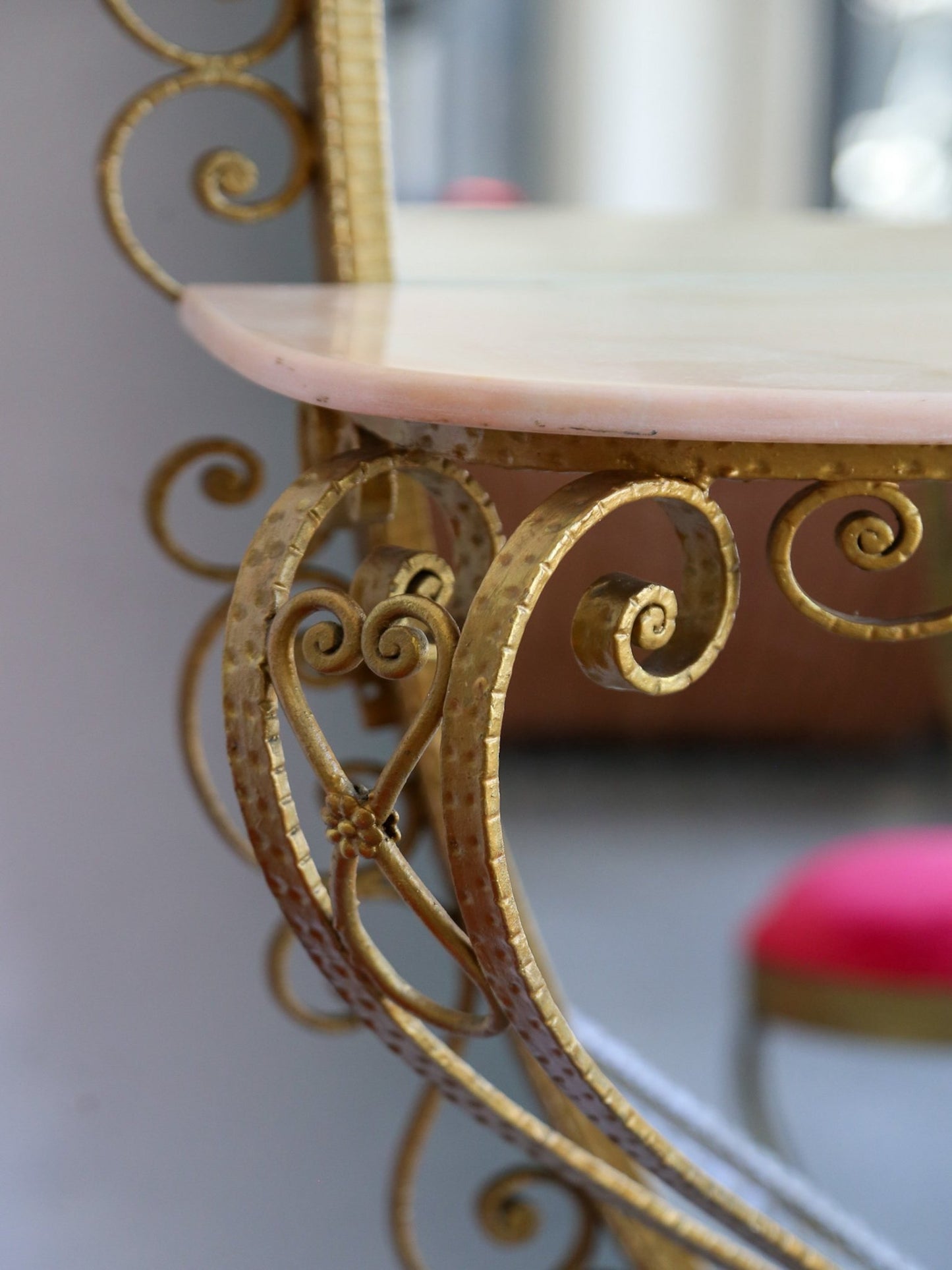 Italian Wrought Iron Console, Mirror and Chairs by Pierluigi Colli - Lumini Collections
