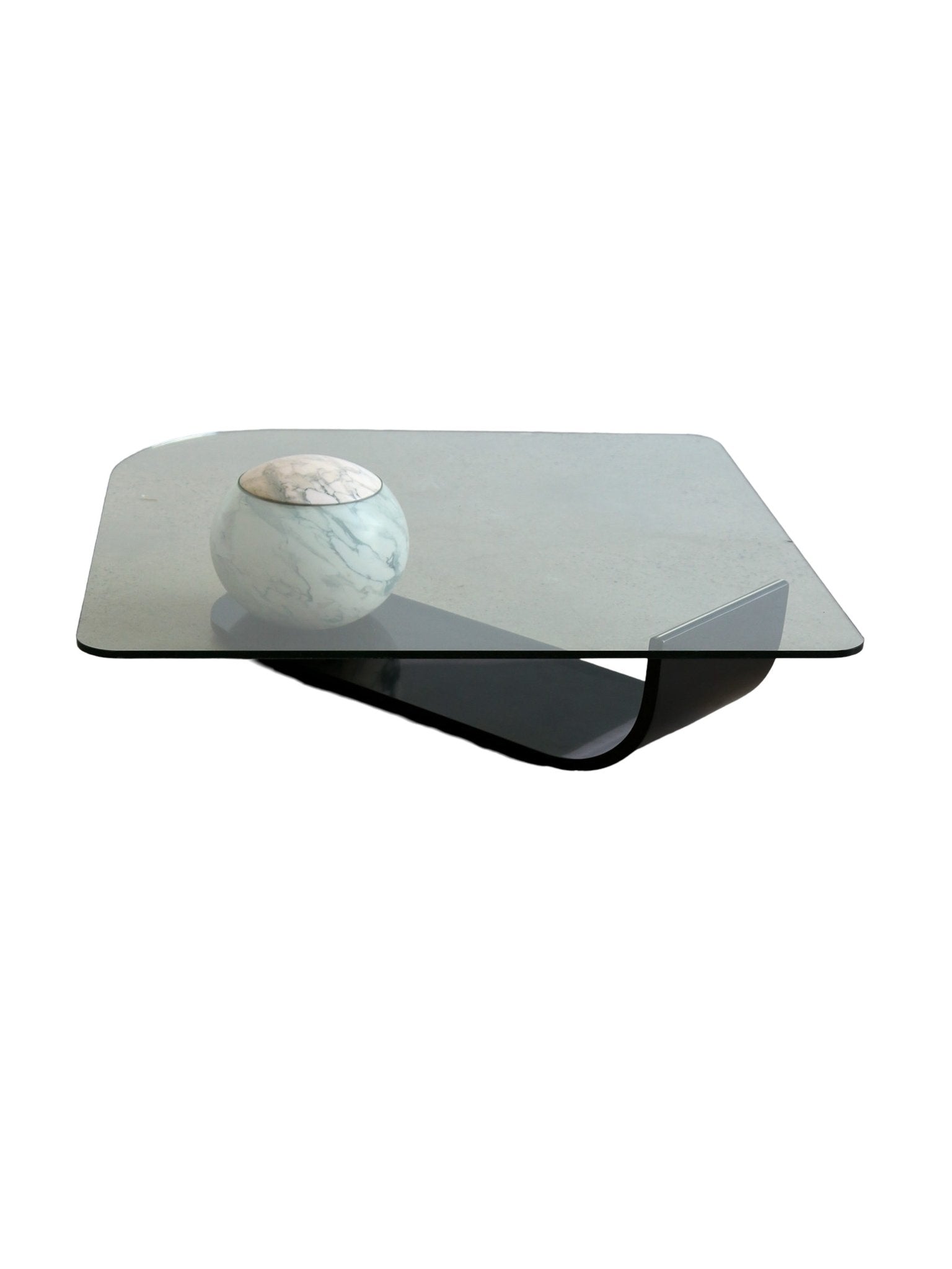Italian vintage marble sphere and glass coffee table by Fratelli Longhi - Lumini Collections