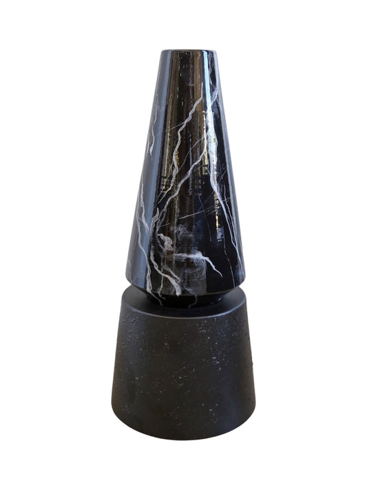 Marble-patterned cylindrical object on a white background