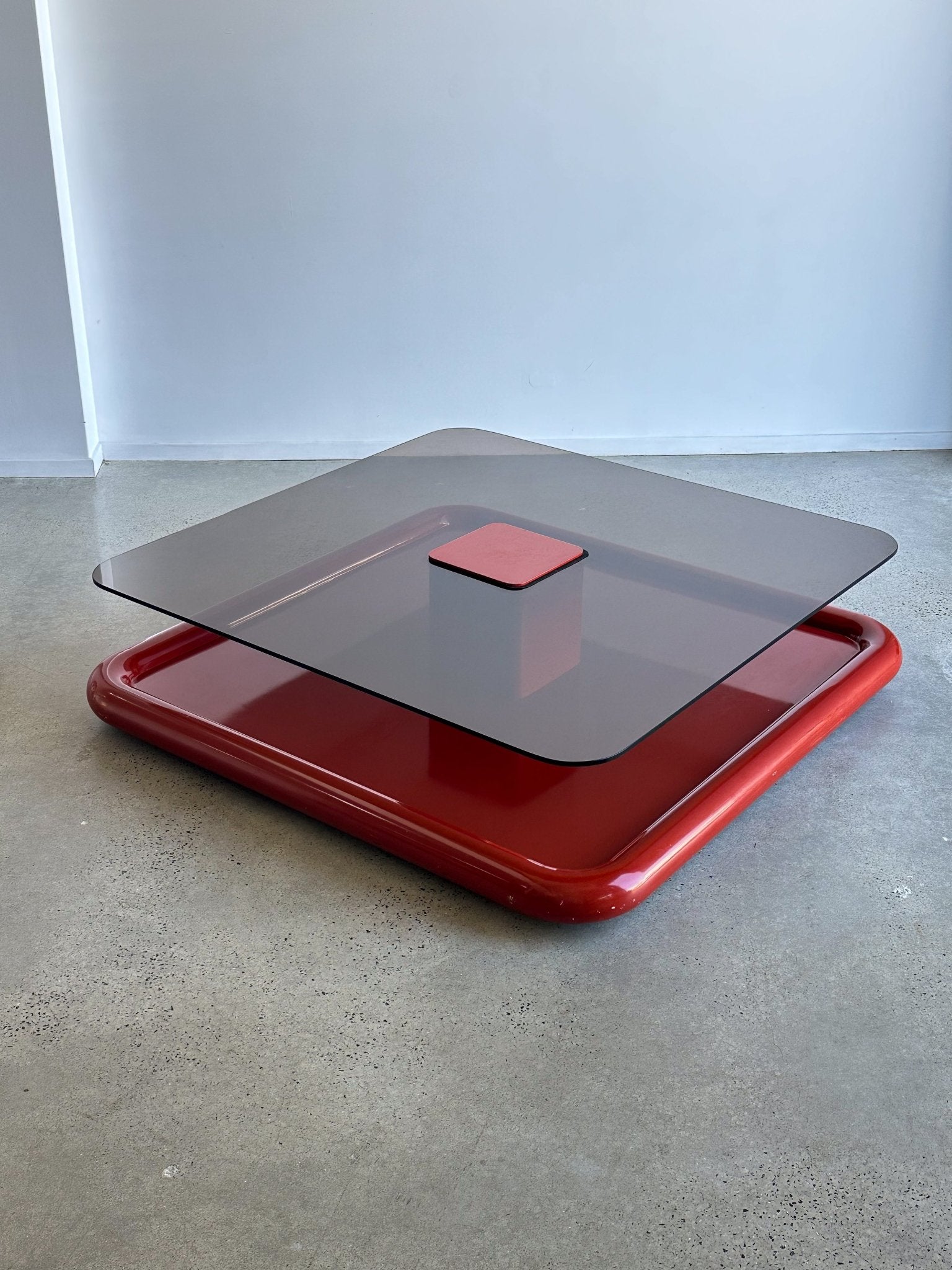 Marzio Cecchi for Studio Most Space Age smoked glass coffee table - Lumini Collections