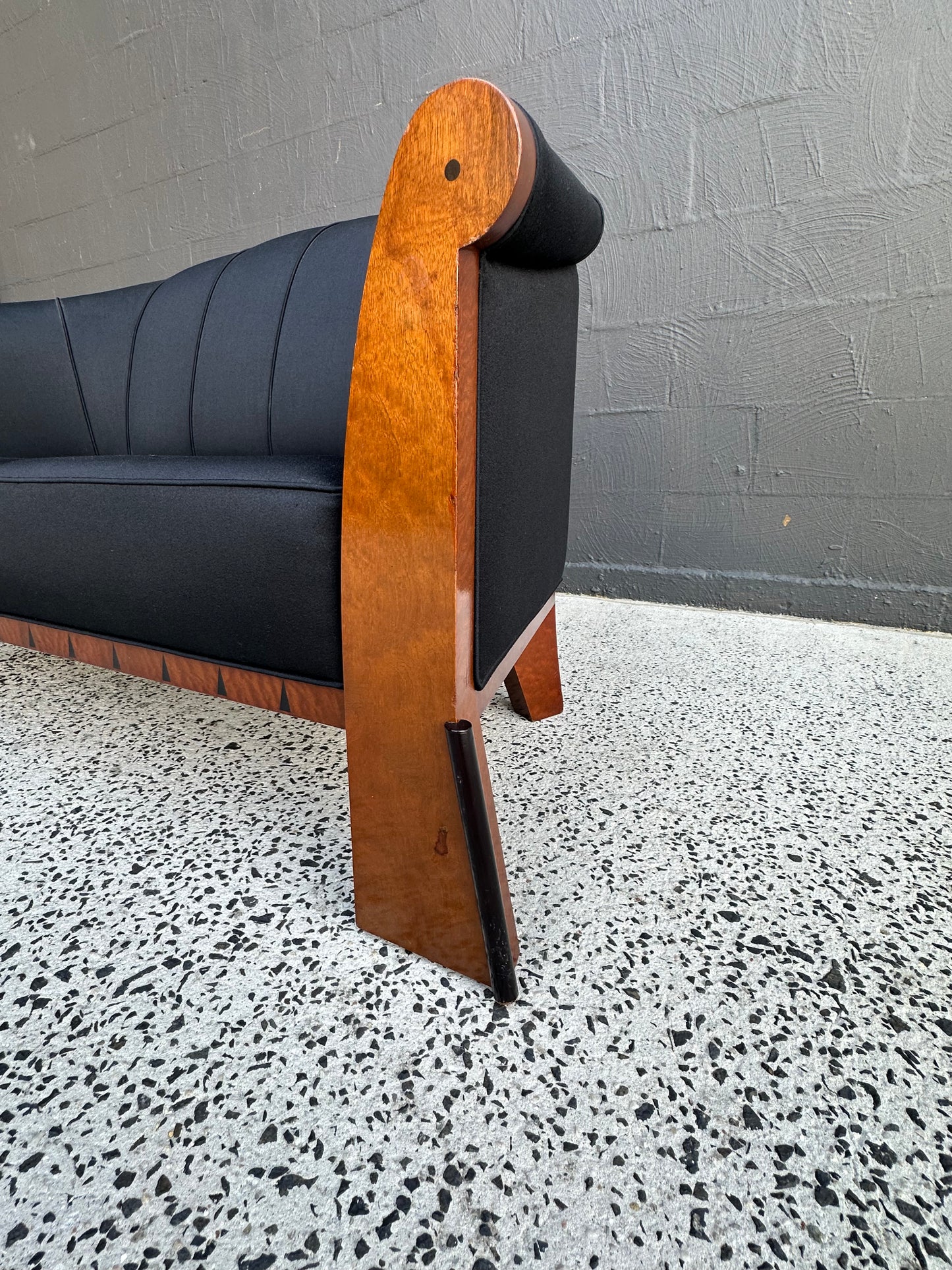 Michael Graves Postmodern Sofa in Birdseye Maple, USA 1980s