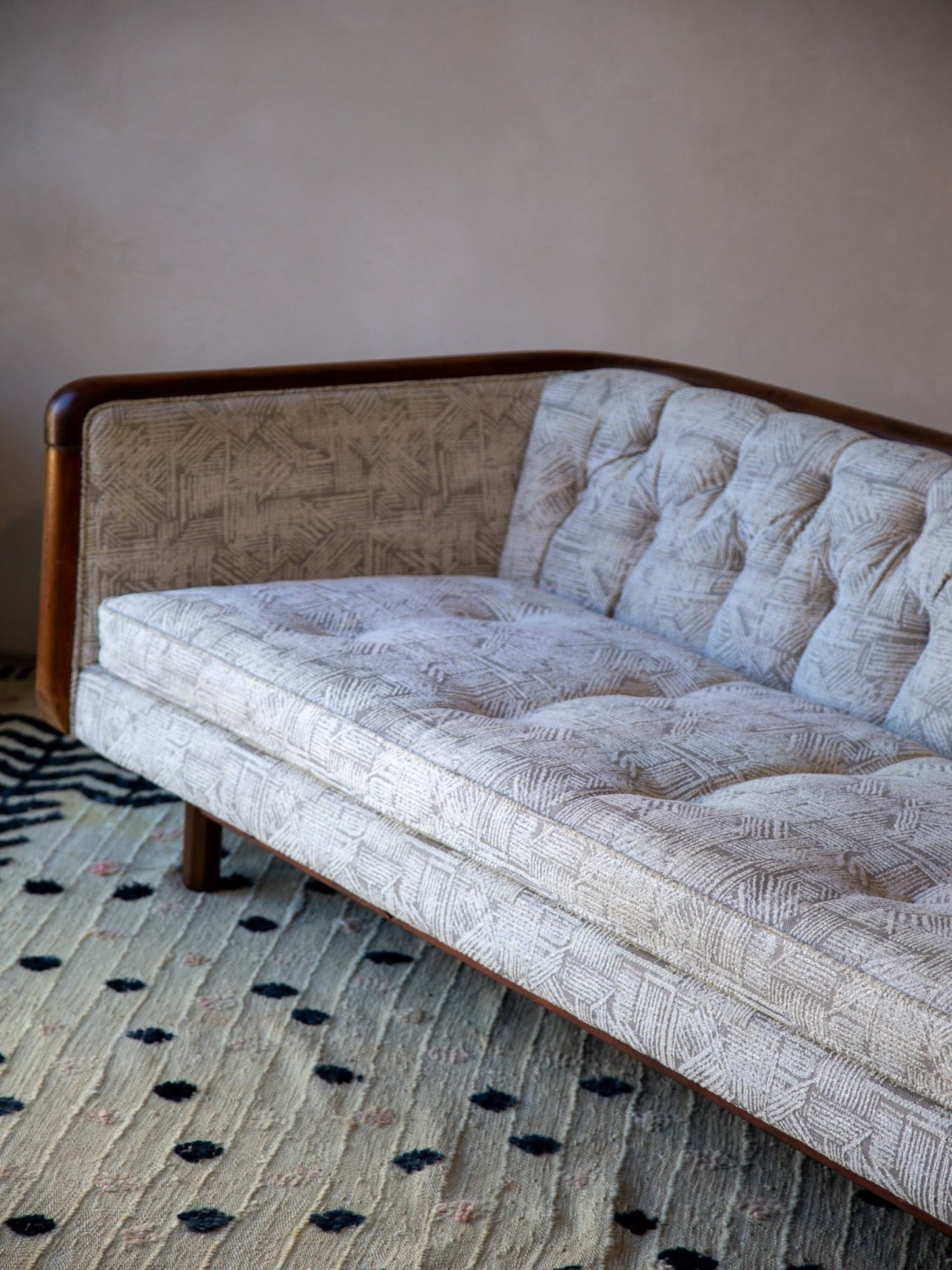 Mid - Century Capitone Tufted Sofa With Walnut Frame by Lenoir House - Lumini Collections