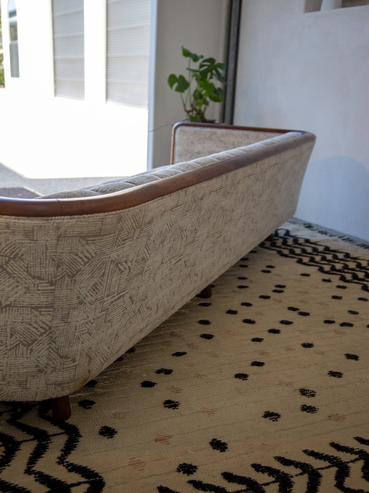 Mid - Century Capitone Tufted Sofa With Walnut Frame by Lenoir House - Lumini Collections