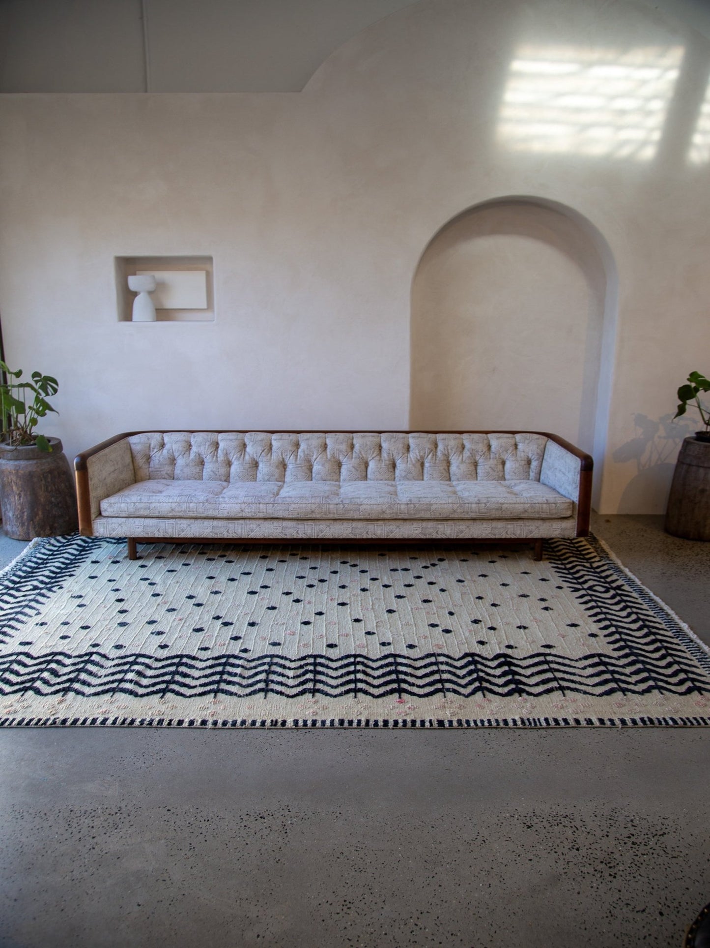 Mid - Century Capitone Tufted Sofa With Walnut Frame by Lenoir House - Lumini Collections