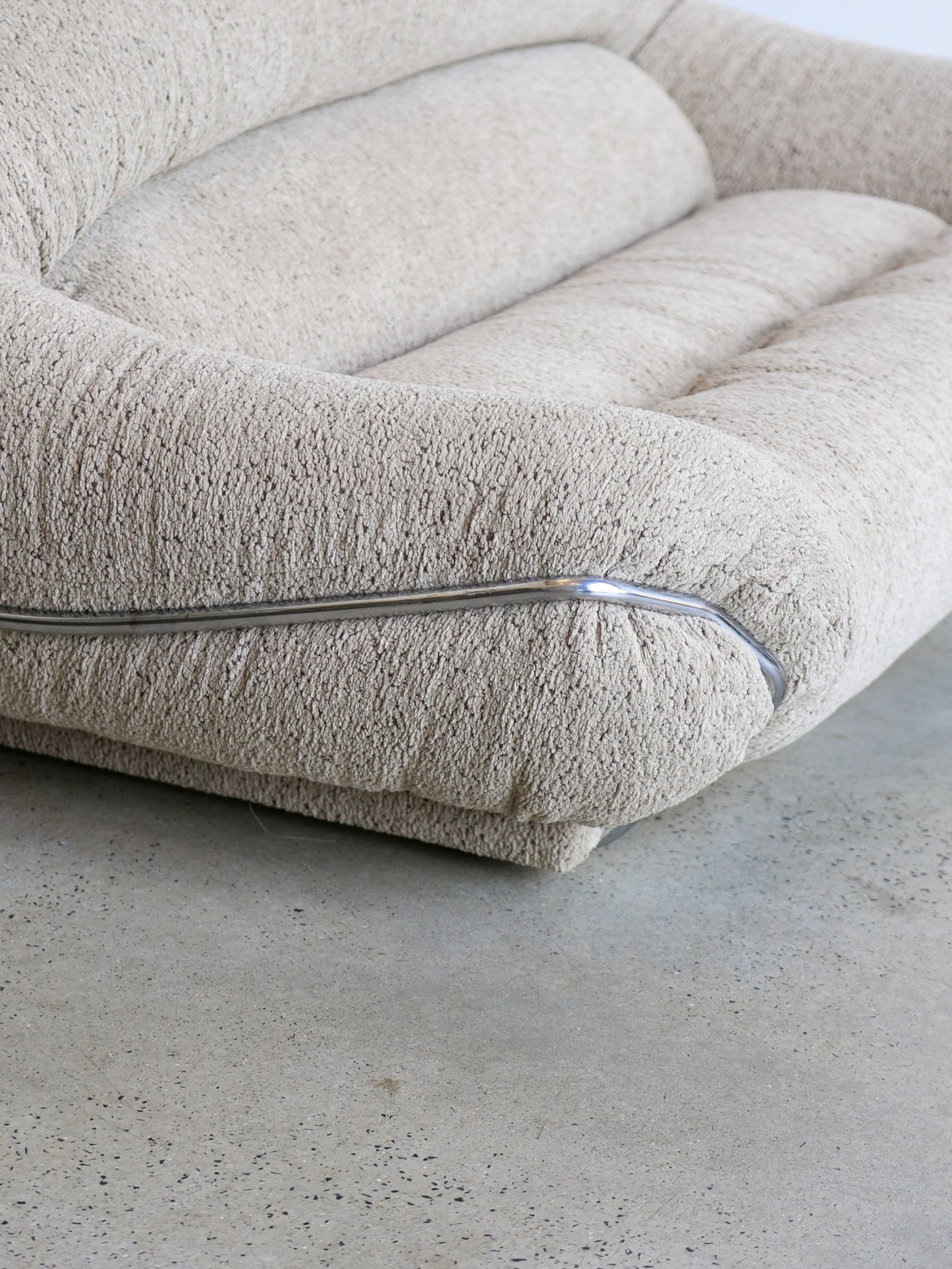 Mid Century Modern Chrome and Bouclé Two - Seater Sofa - Lumini Collections