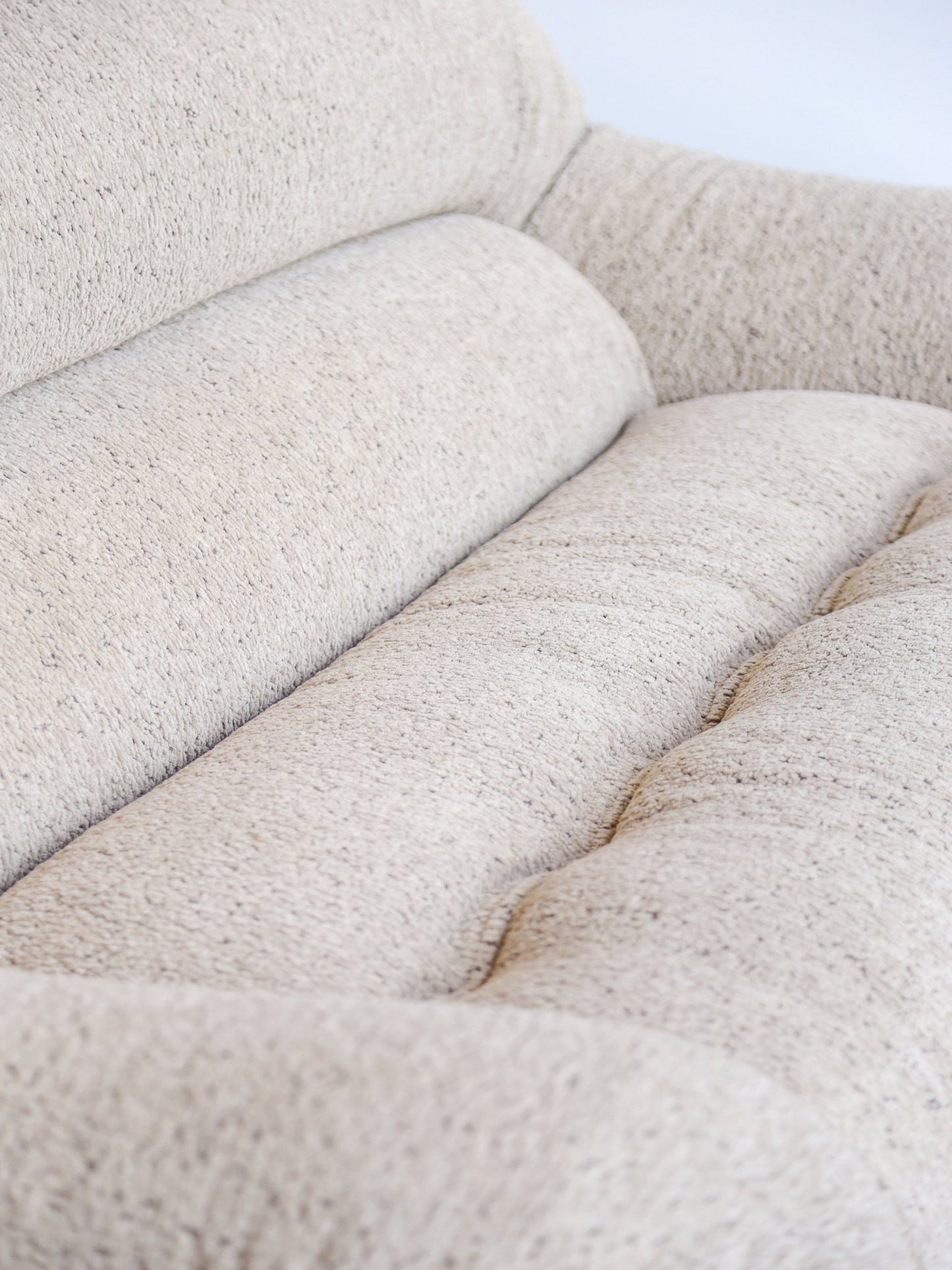 Mid Century Modern Chrome and Bouclé Two - Seater Sofa - Lumini Collections