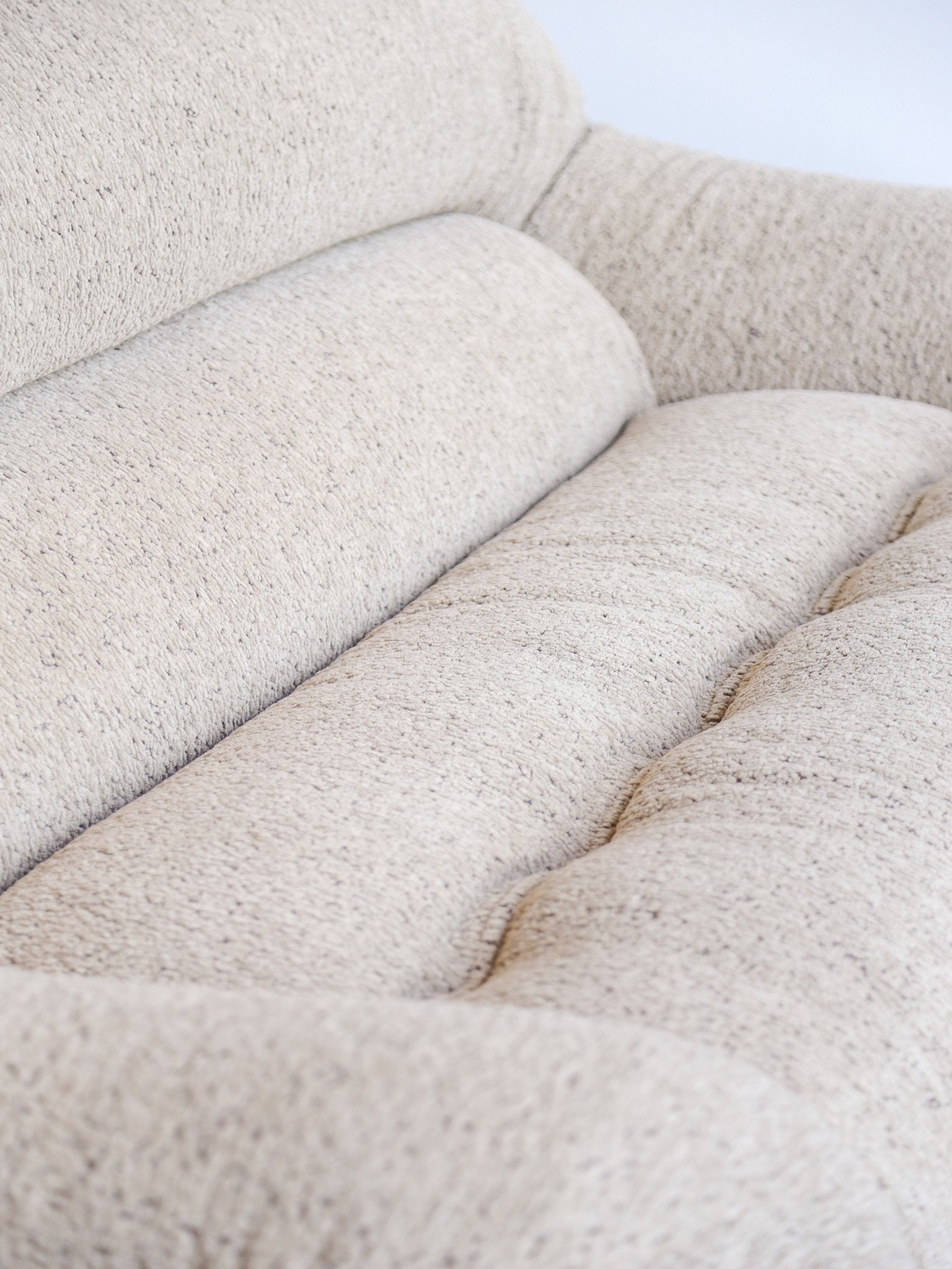 Mid Century Modern Chrome and Bouclé Two - Seater Sofa - Lumini Collections