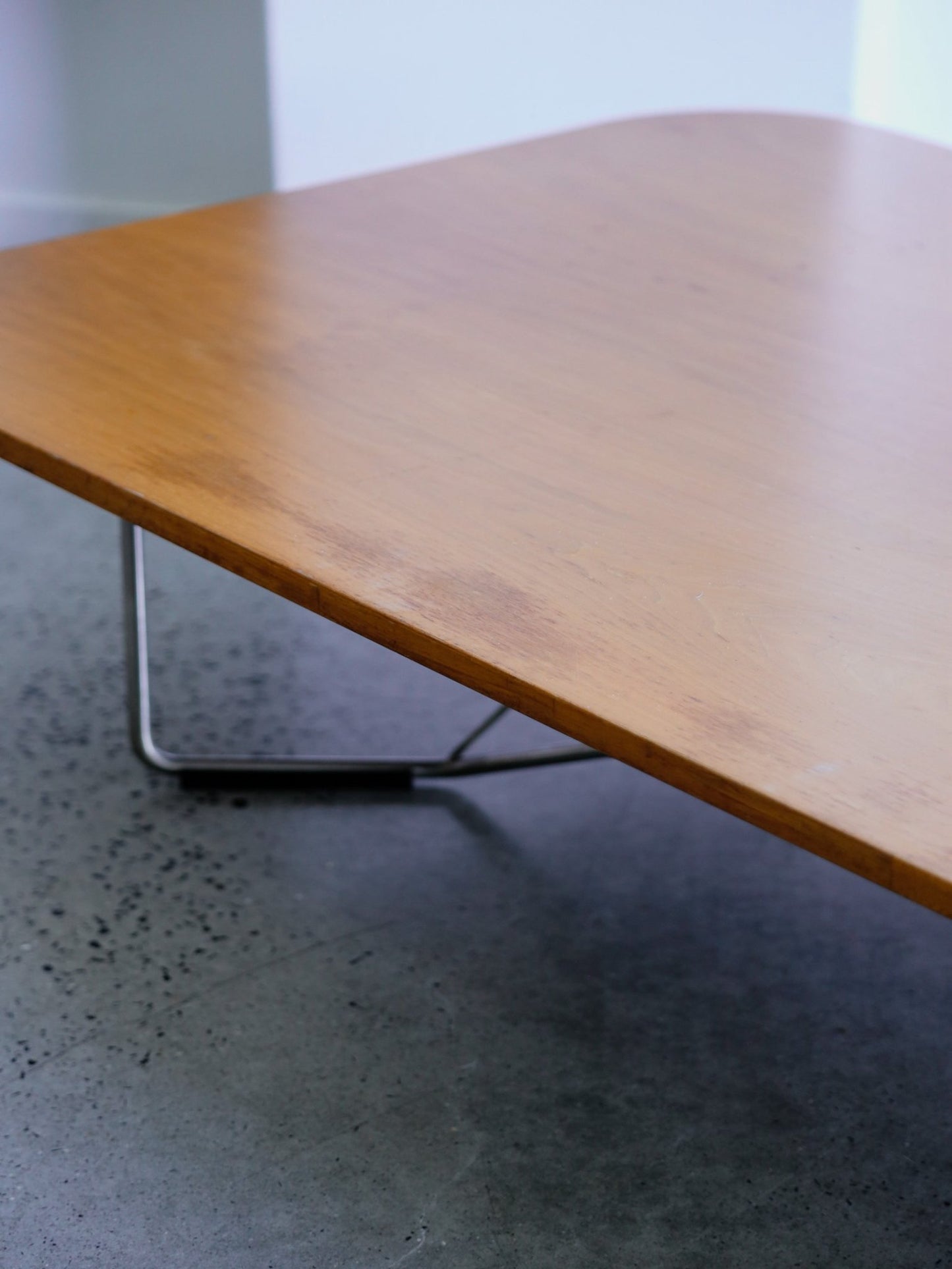 Mid - Century Modern Low Coffee Table with Chrome Base, 1970s - Lumini Collections