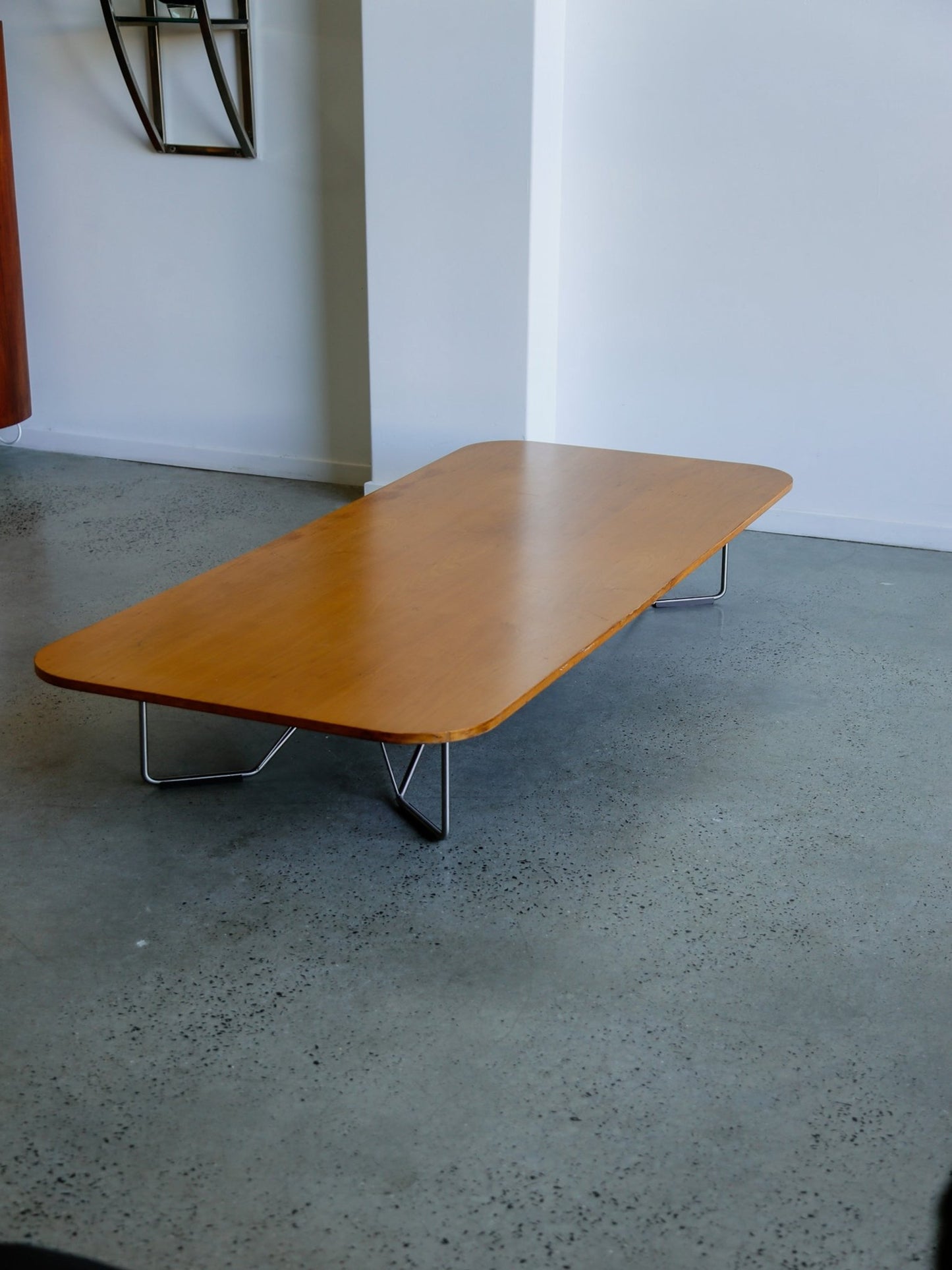 Mid - Century Modern Low Coffee Table with Chrome Base, 1970s - Lumini Collections