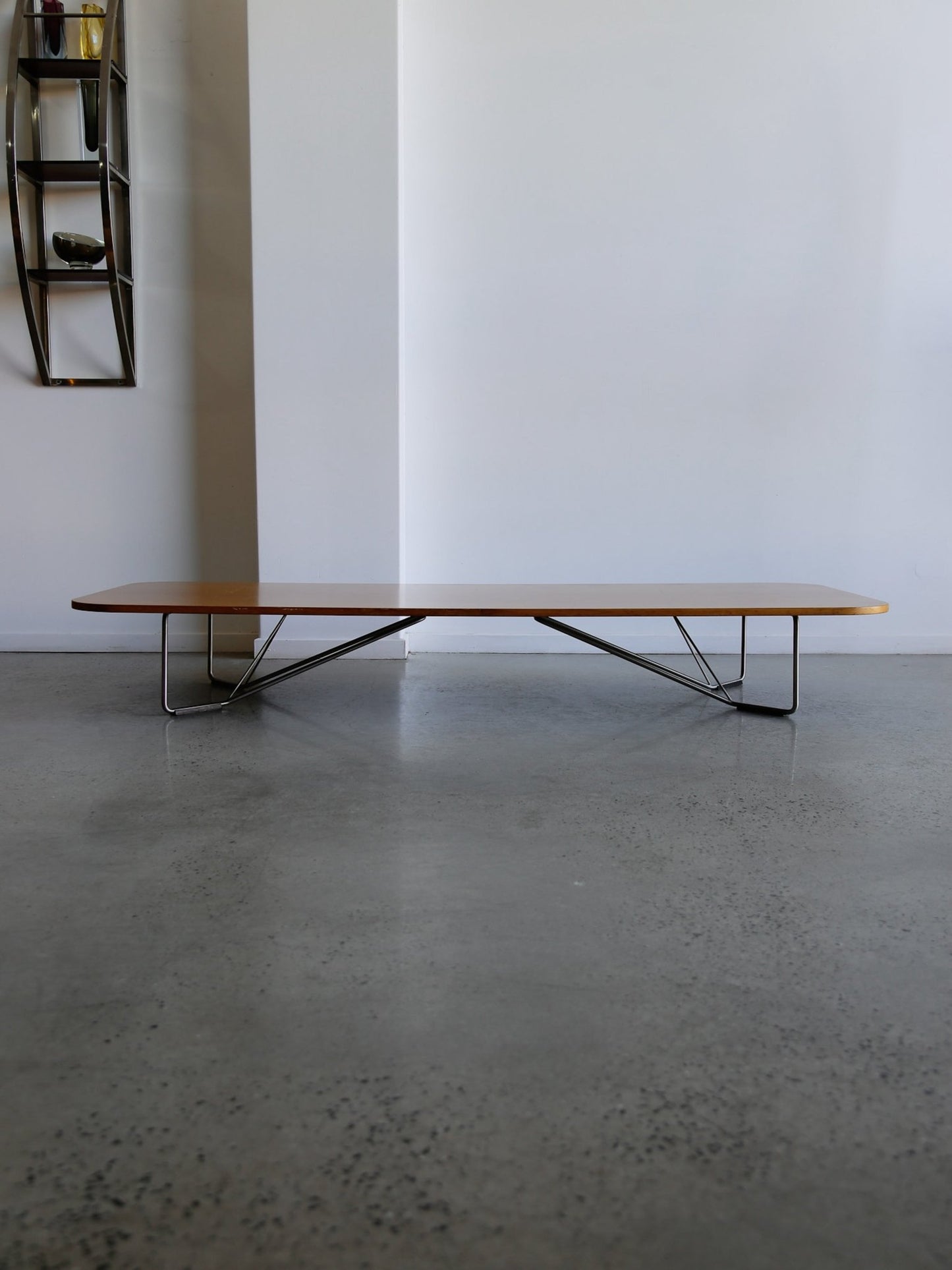 Mid - Century Modern Low Coffee Table with Chrome Base, 1970s - Lumini Collections