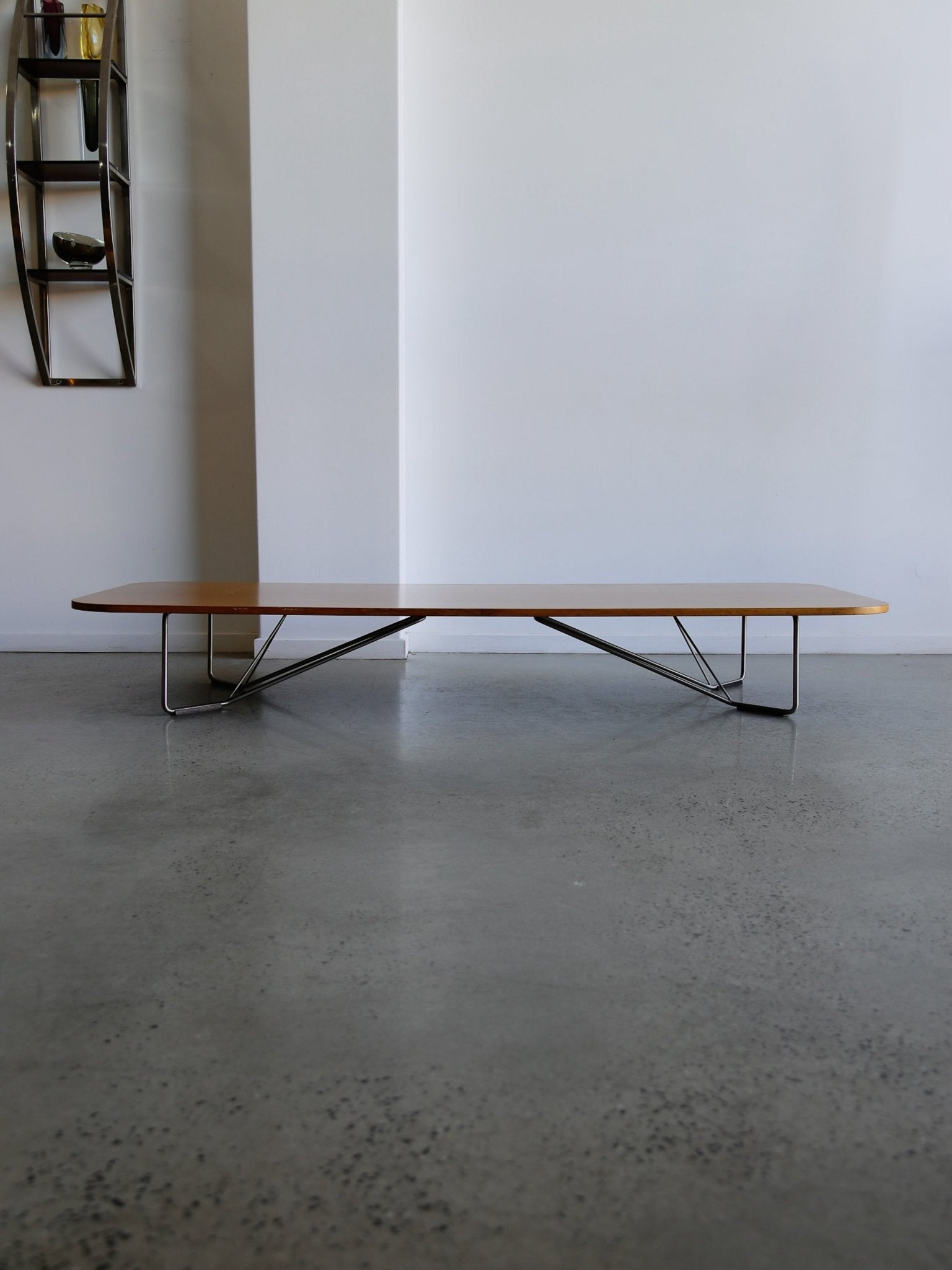 Mid - Century Modern Low Coffee Table with Chrome Base, 1970s - Lumini Collections