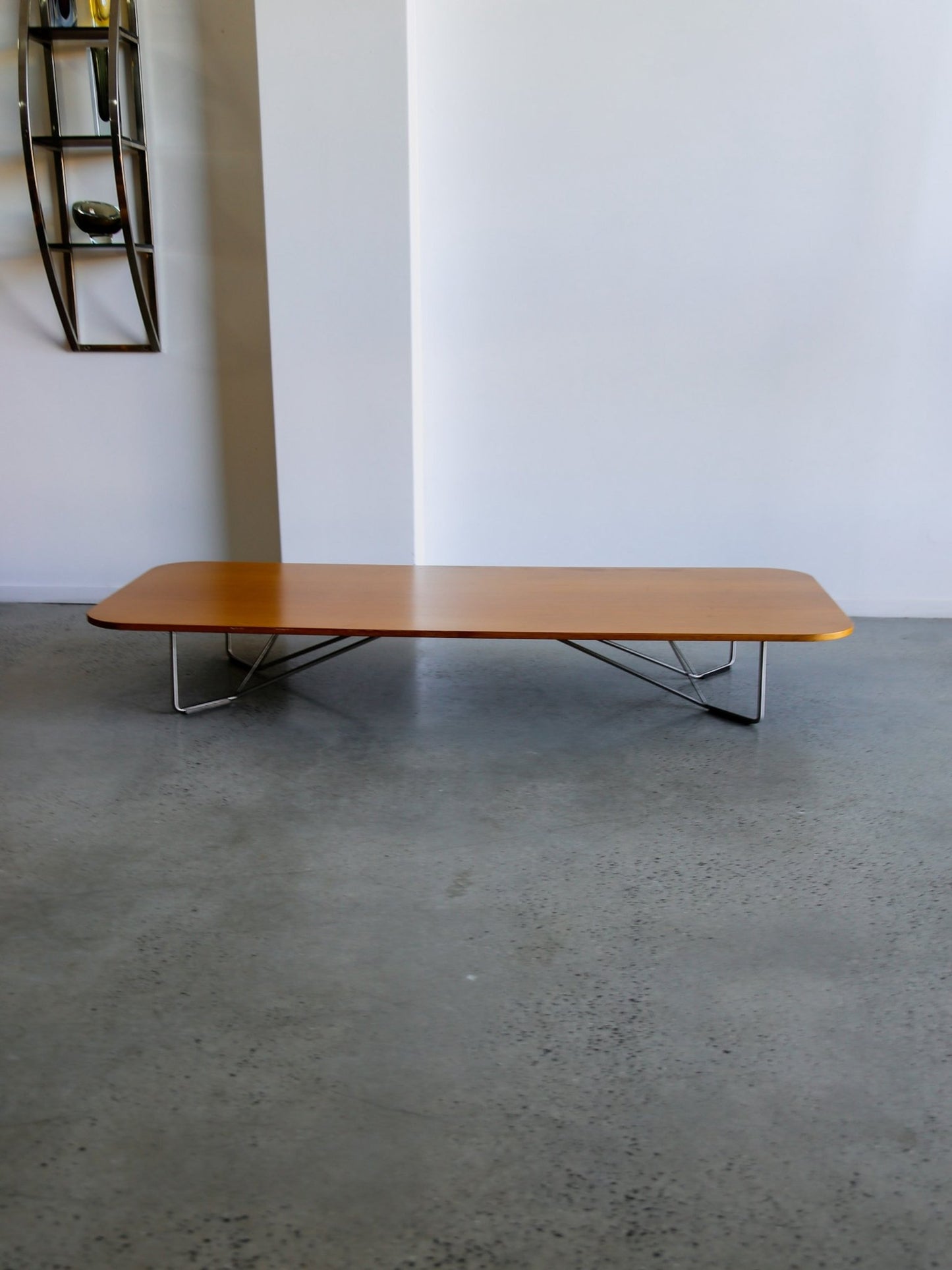 Mid - Century Modern Low Coffee Table with Chrome Base, 1970s - Lumini Collections
