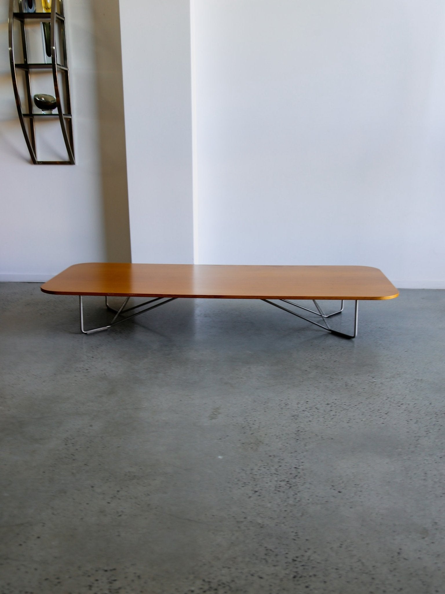 Mid - Century Modern Low Coffee Table with Chrome Base, 1970s - Lumini Collections