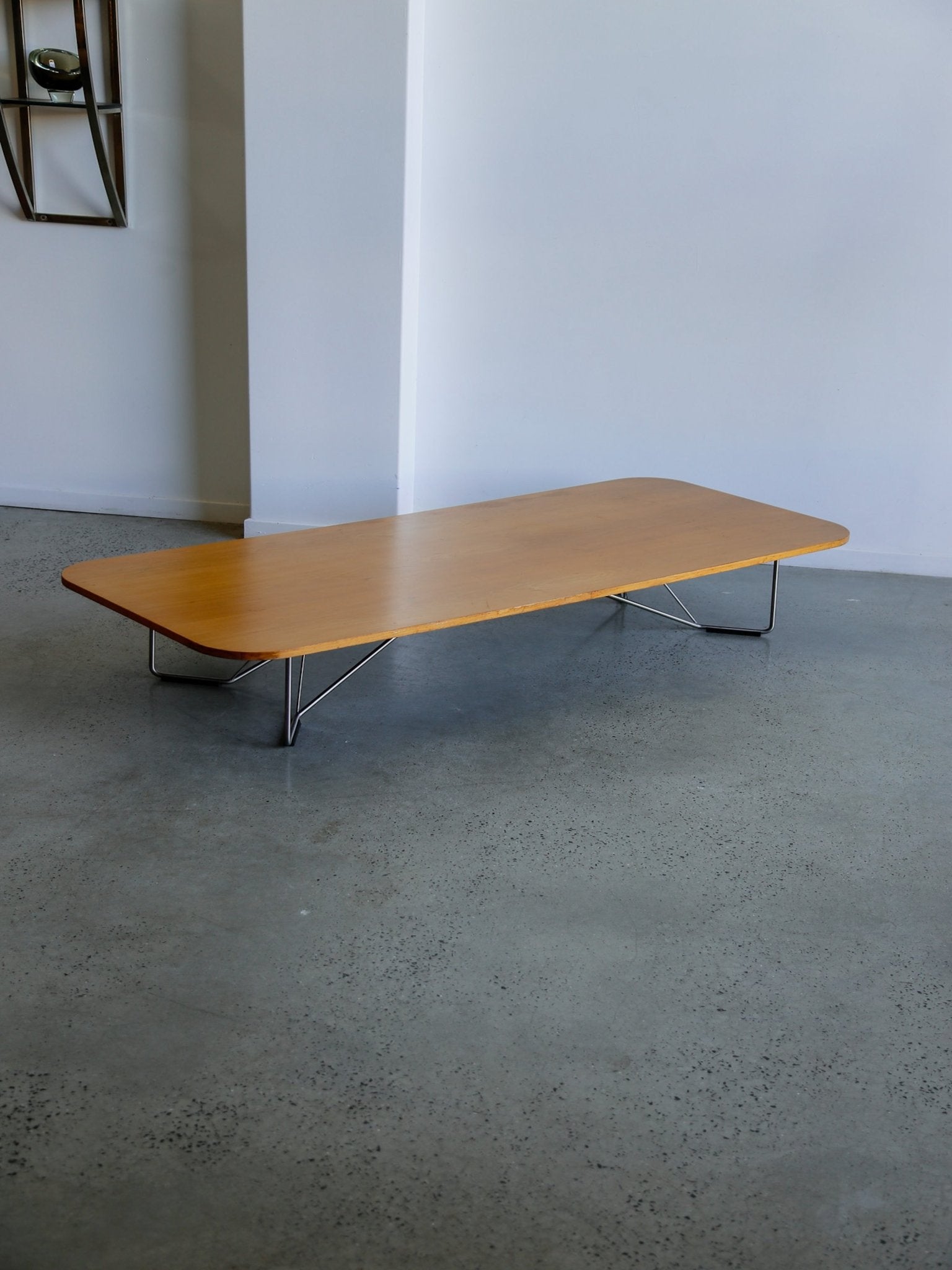 Mid - Century Modern Low Coffee Table with Chrome Base, 1970s - Lumini Collections
