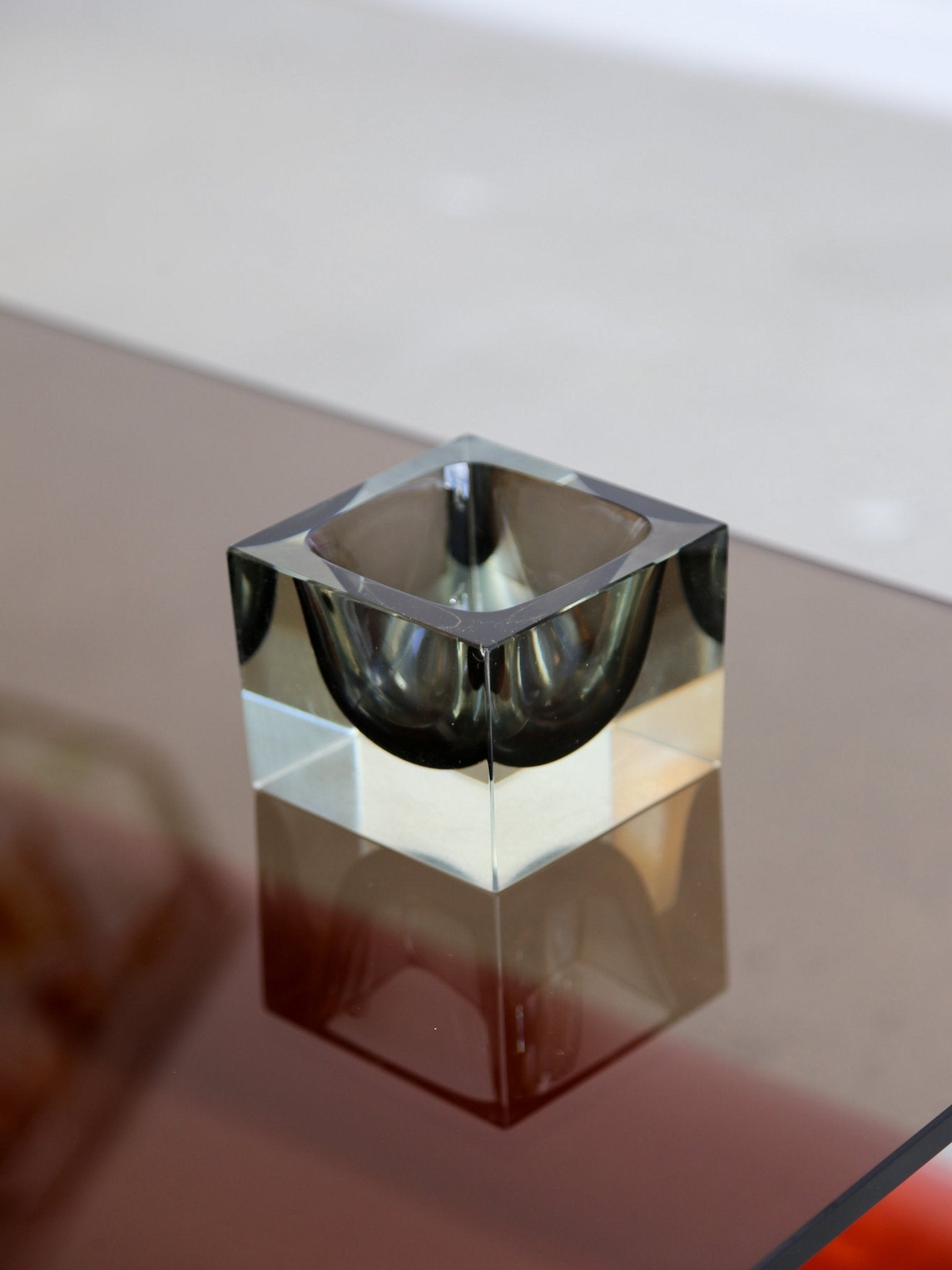 Mid - Century Modern Murano Glass Cube Catchall - Lumini Collections