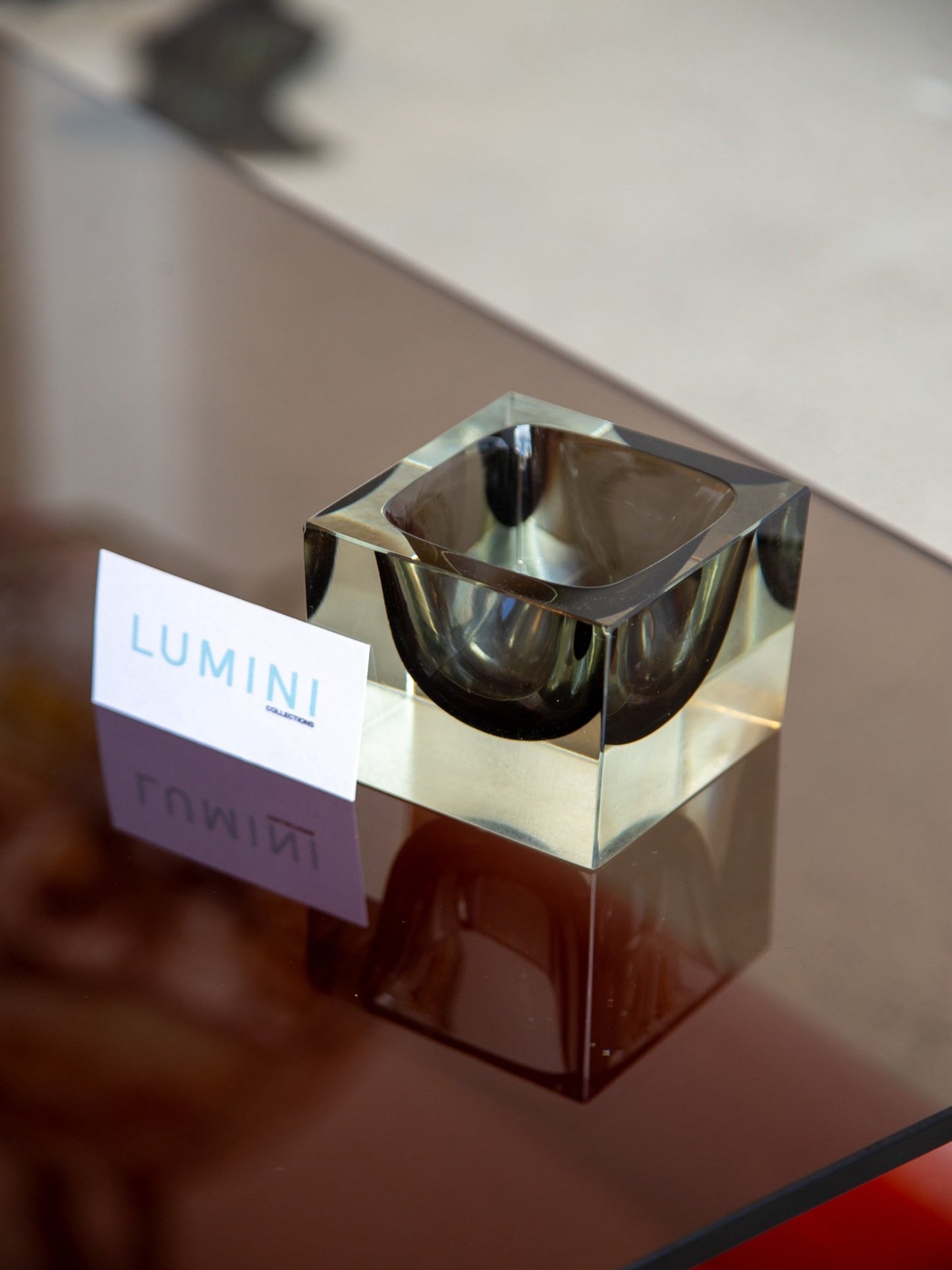 Mid - Century Modern Murano Glass Cube Catchall - Lumini Collections