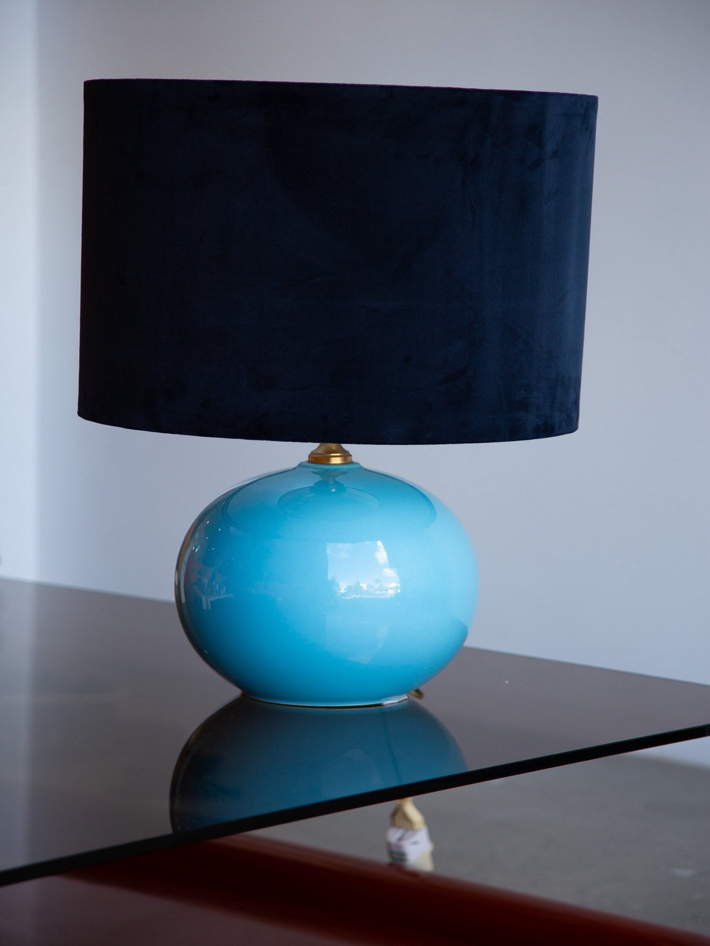 Mid - century Italian ceramic table lamp in blue gradient, Società Porcellane Artistiche, Italy 1970s - Lumini Collections