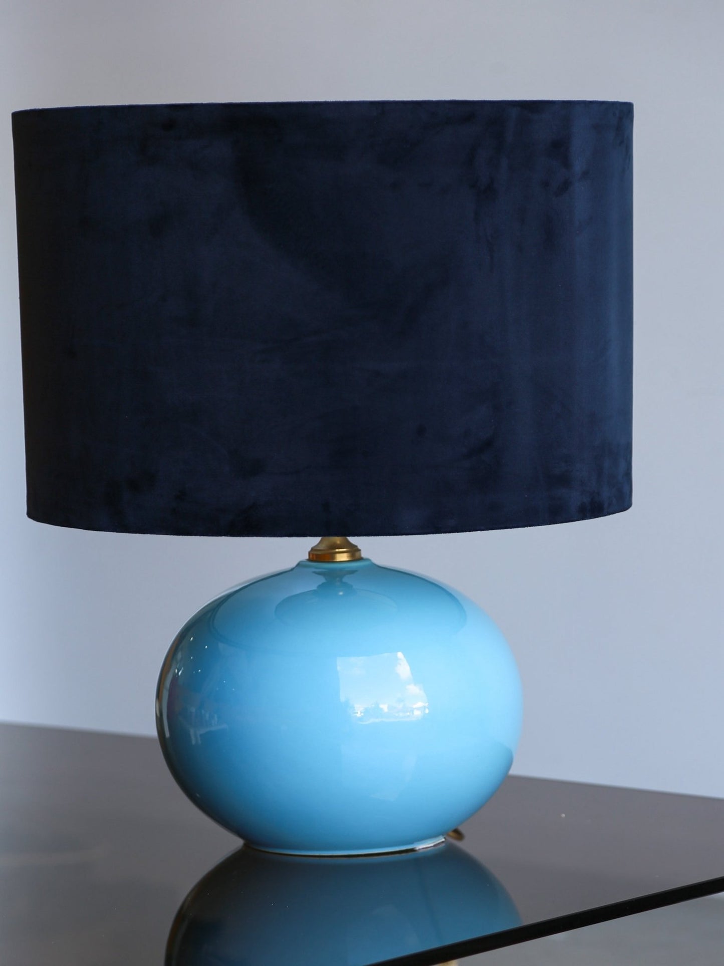 Mid - century Italian ceramic table lamp in blue gradient, Società Porcellane Artistiche, Italy 1970s - Lumini Collections
