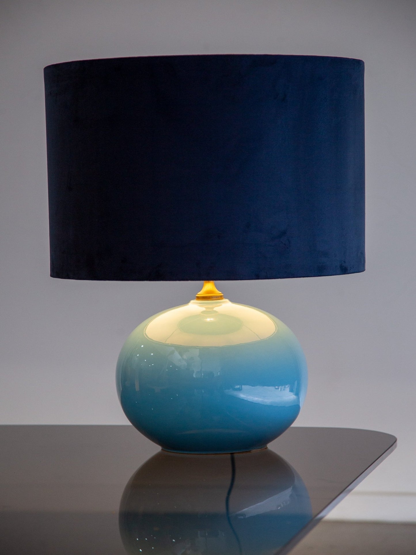 Mid - century Italian ceramic table lamp in blue gradient, Società Porcellane Artistiche, Italy 1970s - Lumini Collections