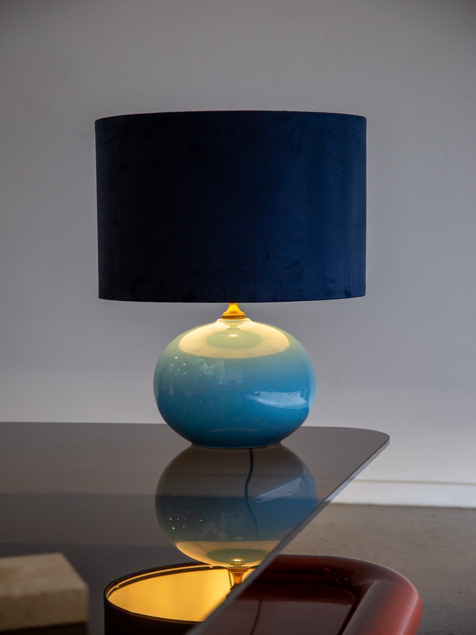 Mid - century Italian ceramic table lamp in blue gradient, Società Porcellane Artistiche, Italy 1970s - Lumini Collections