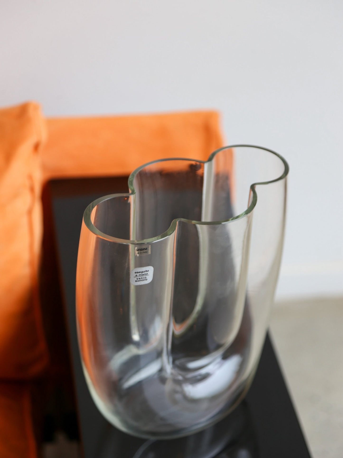 Midcentury Murano Glass Vase by Barbini with Sculptural Organic Form - Lumini Collections