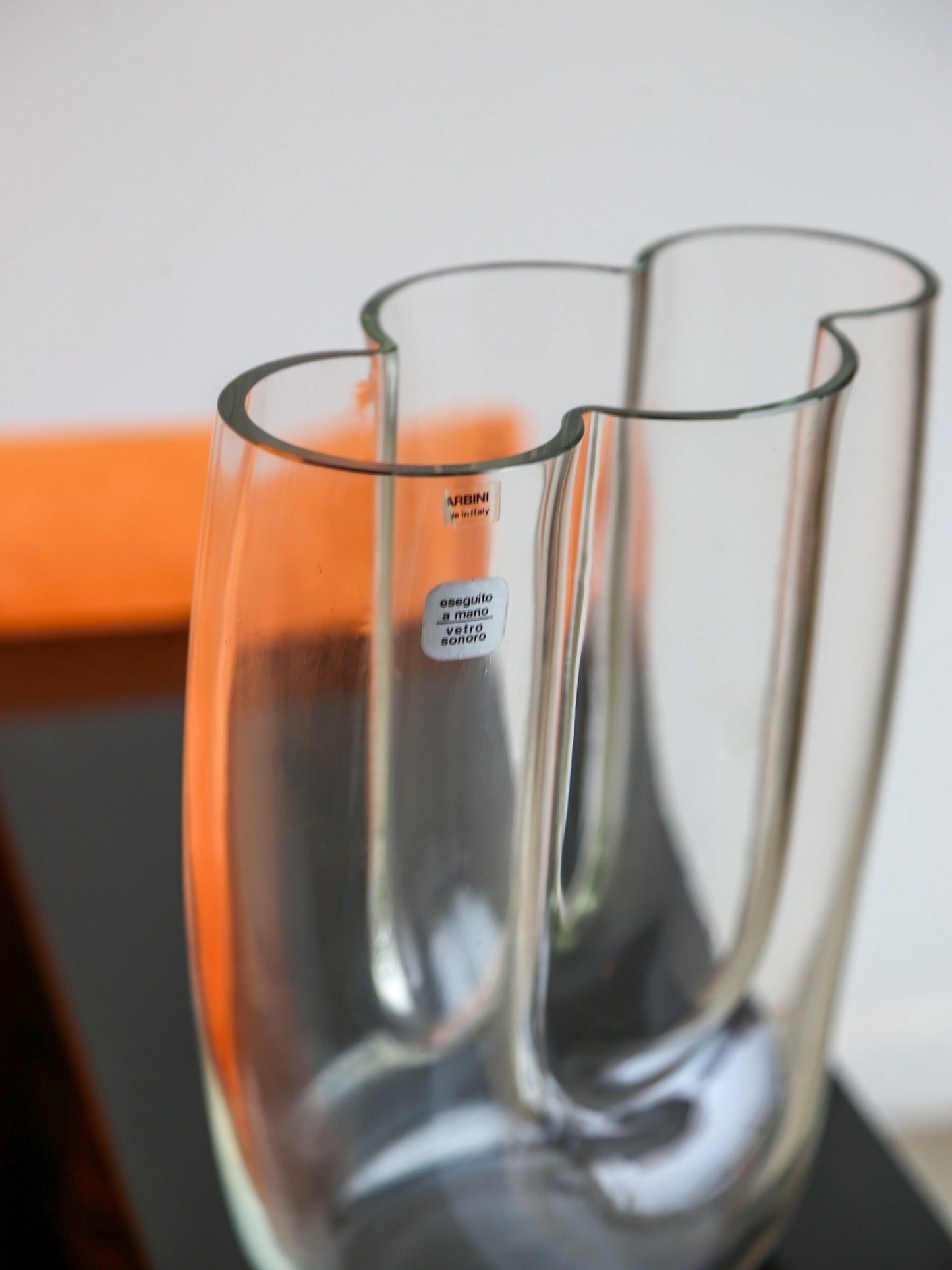 Midcentury Murano Glass Vase by Barbini with Sculptural Organic Form - Lumini Collections
