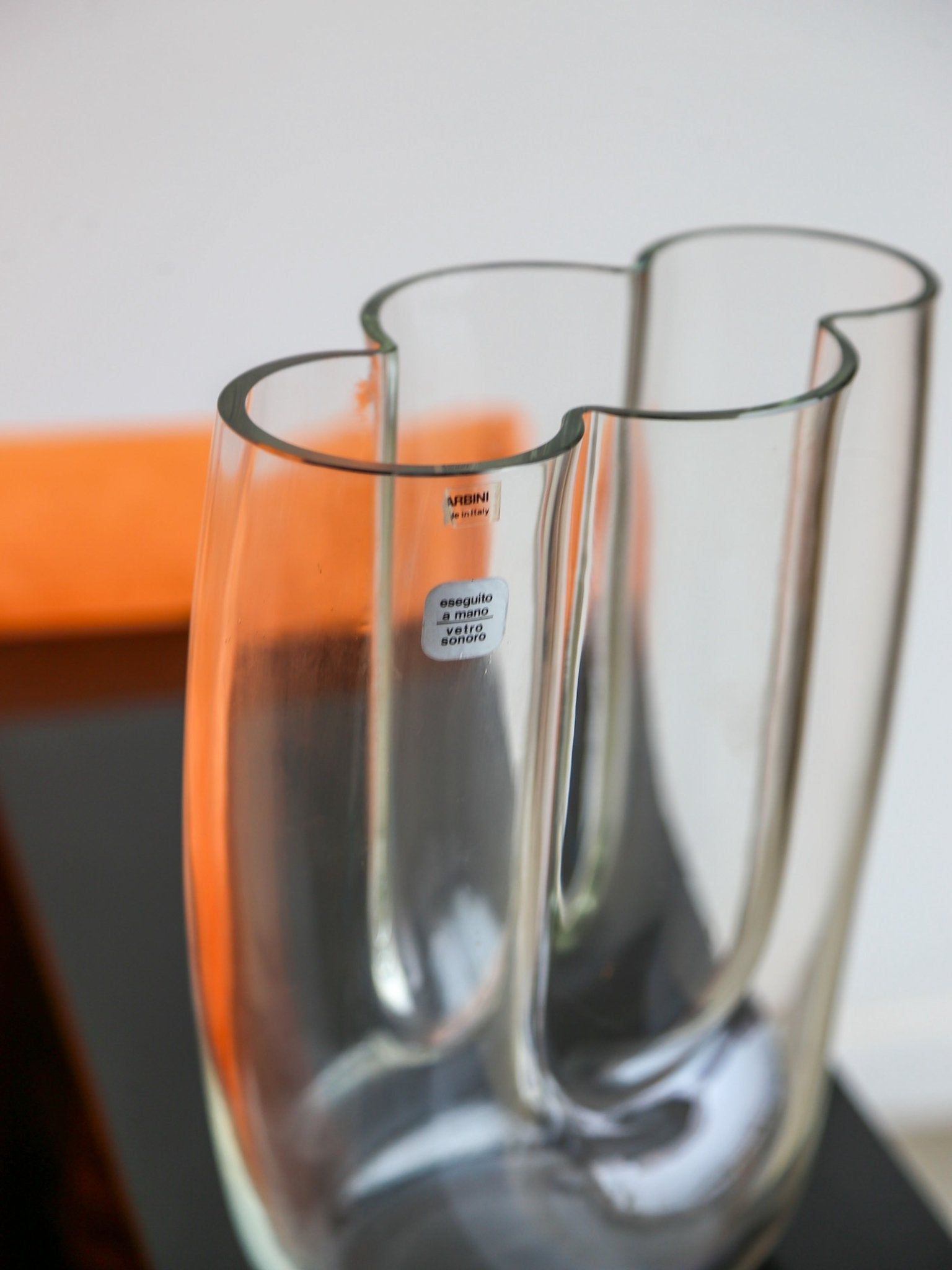 Midcentury Murano Glass Vase by Barbini with Sculptural Organic Form - Lumini Collections