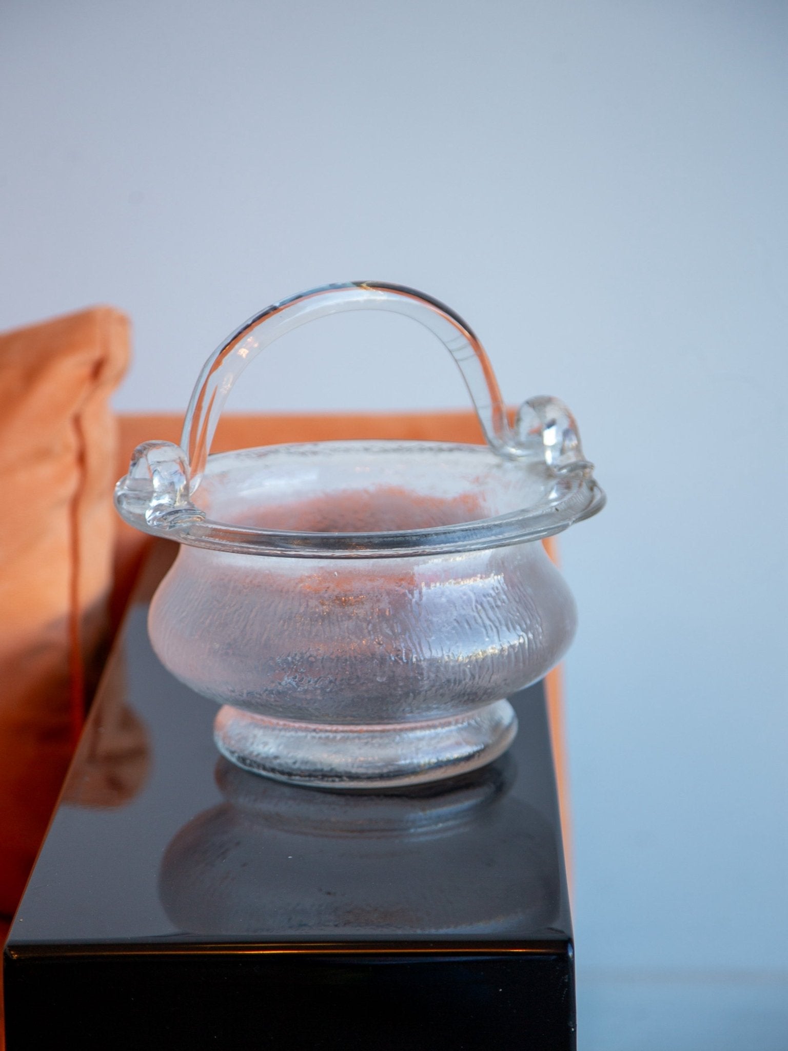 1970s Murano Glass Gasket with Sculptural Handle in Clear textured Finish - Lumini Collections