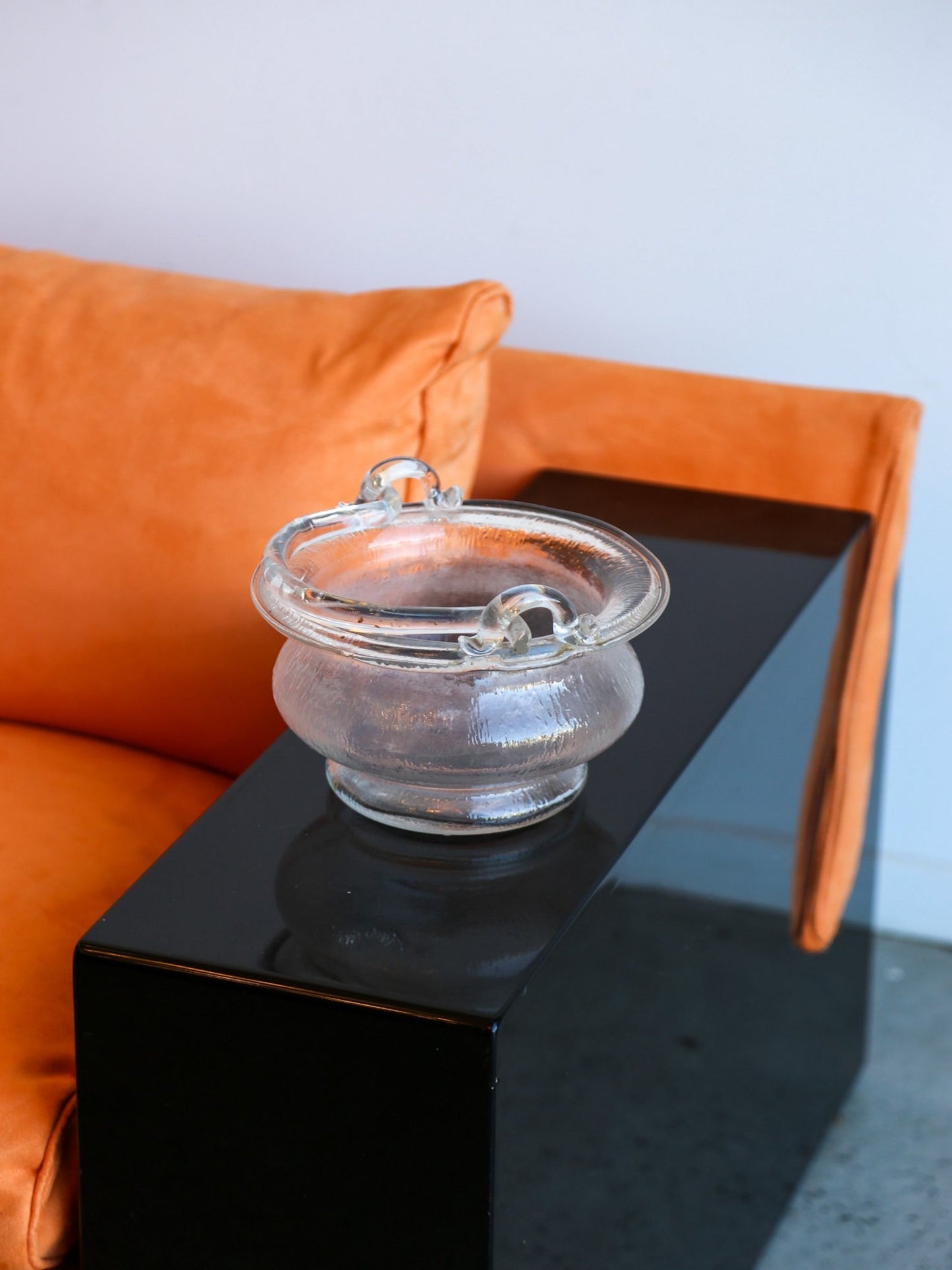 1970s Murano Glass Gasket with Sculptural Handle in Clear textured Finish - Lumini Collections